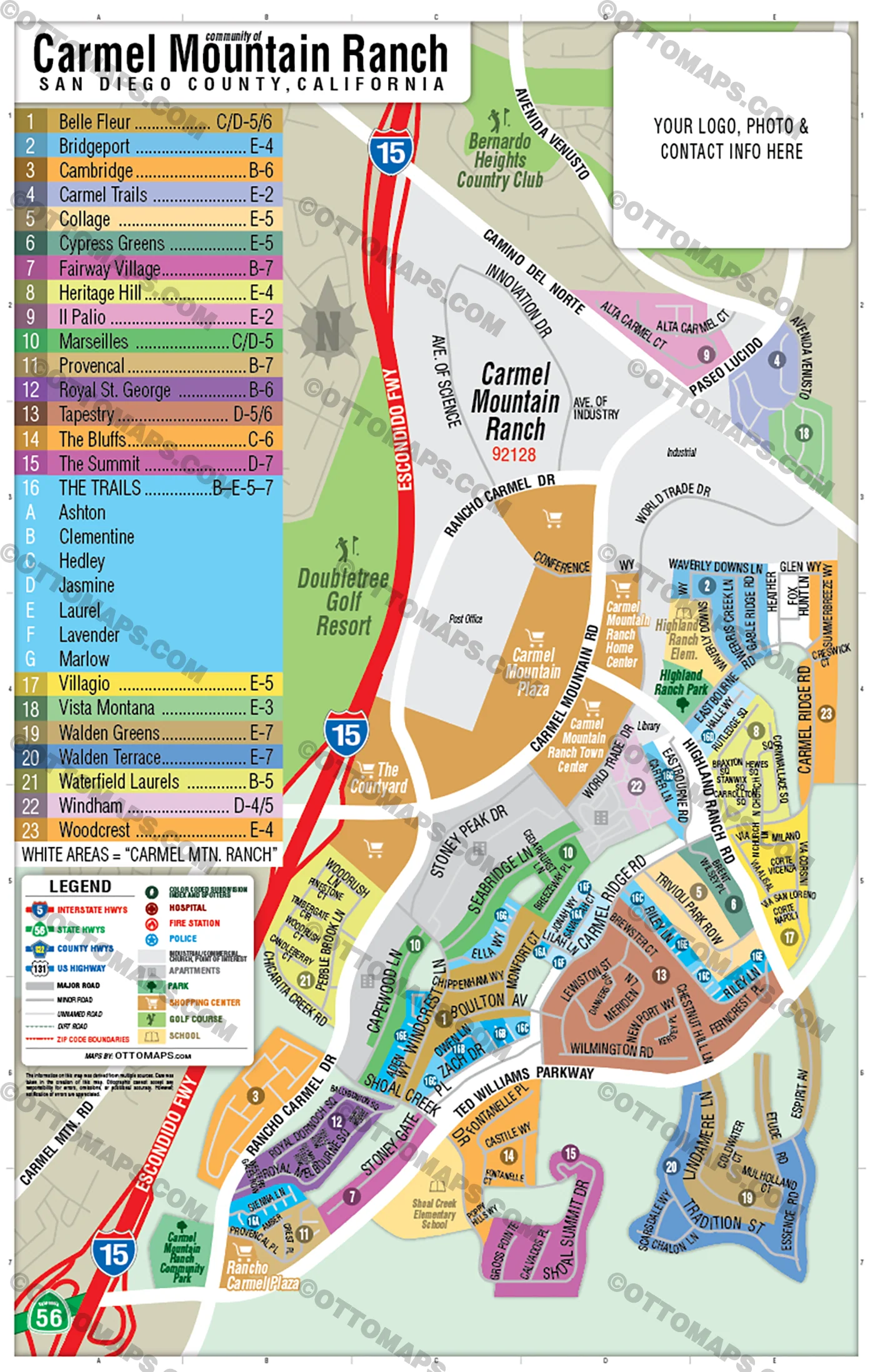 Carmel Mountain Ranch Map, San Diego, CA - FILES - PDF and AI Files, editable, vector, royalty free - Image 3