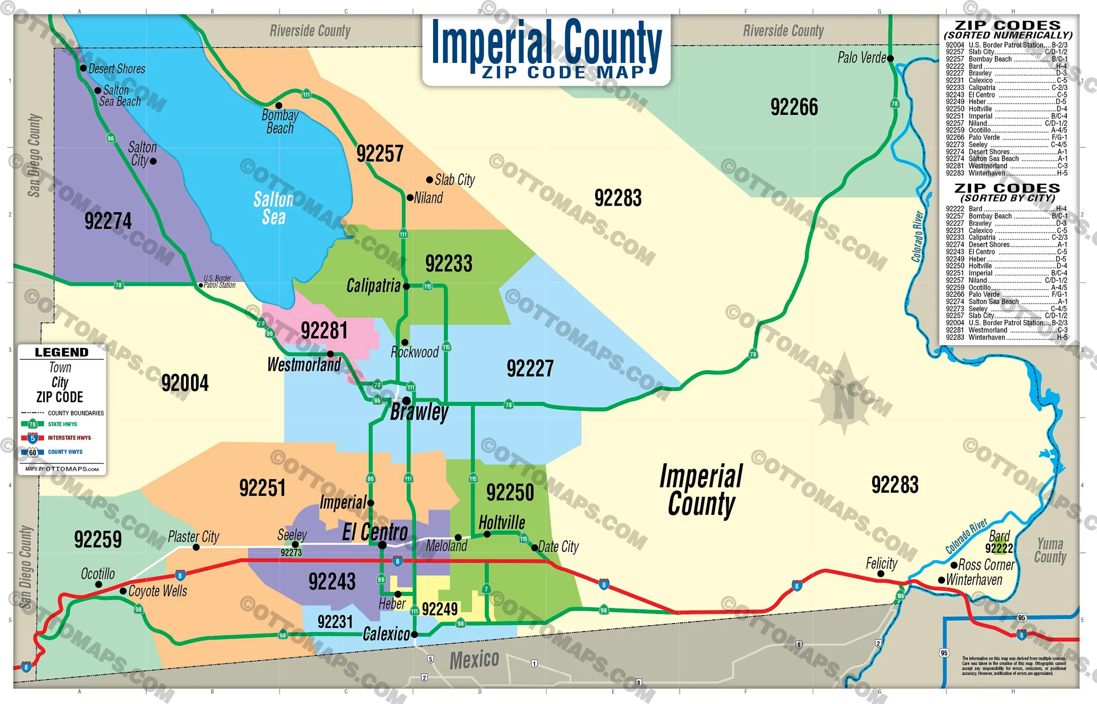 Imperial County Zip Code Map - FILES - PDF and AI, editable, vector, royalty free - Image 2