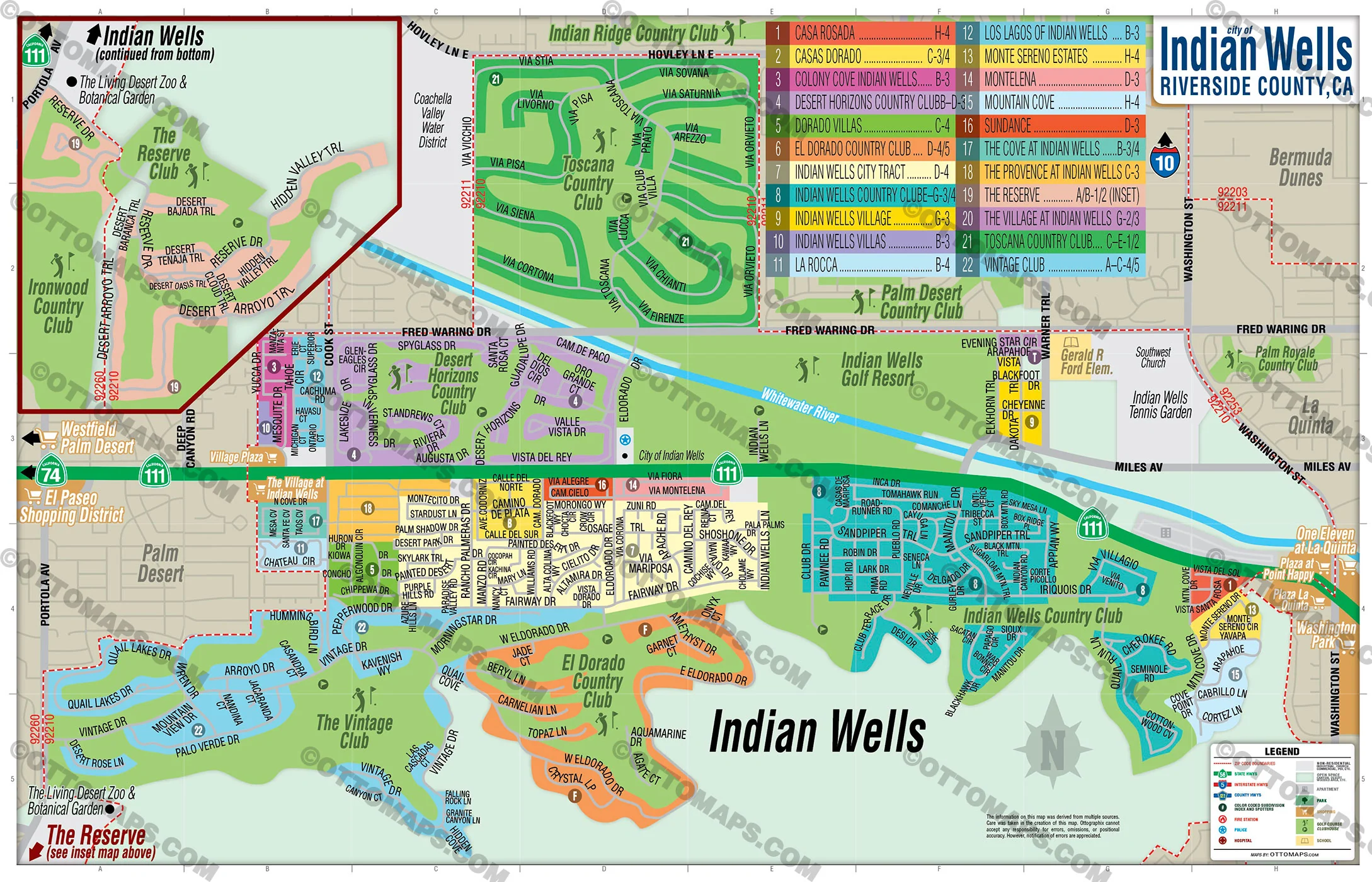 Indian Wells Map, Riverside County, CA - FILES - PDF and AI, editable, vector, royalty free - Image 3