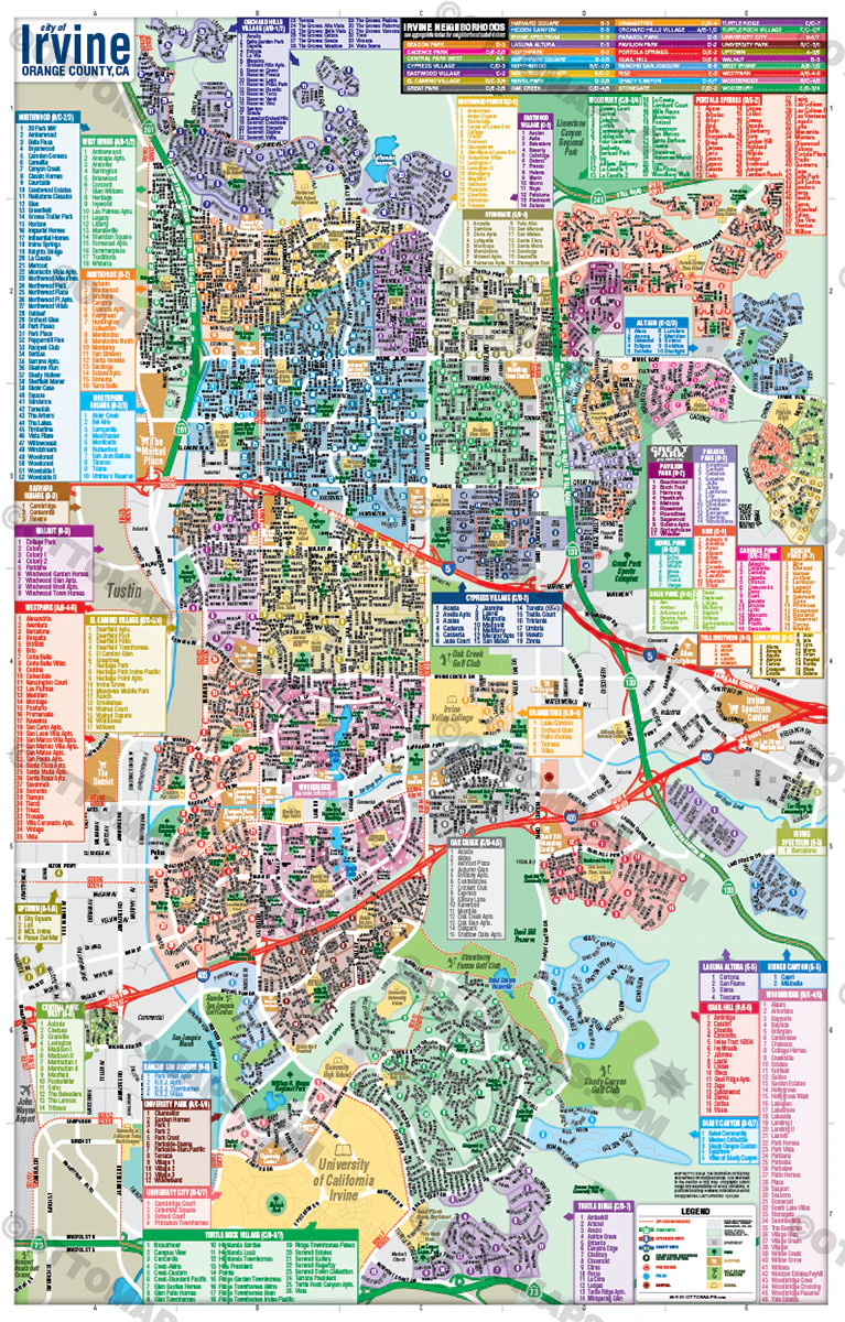 Irvine Map, Orange County, CA - FILES - PDF and AI Files, editable, vector