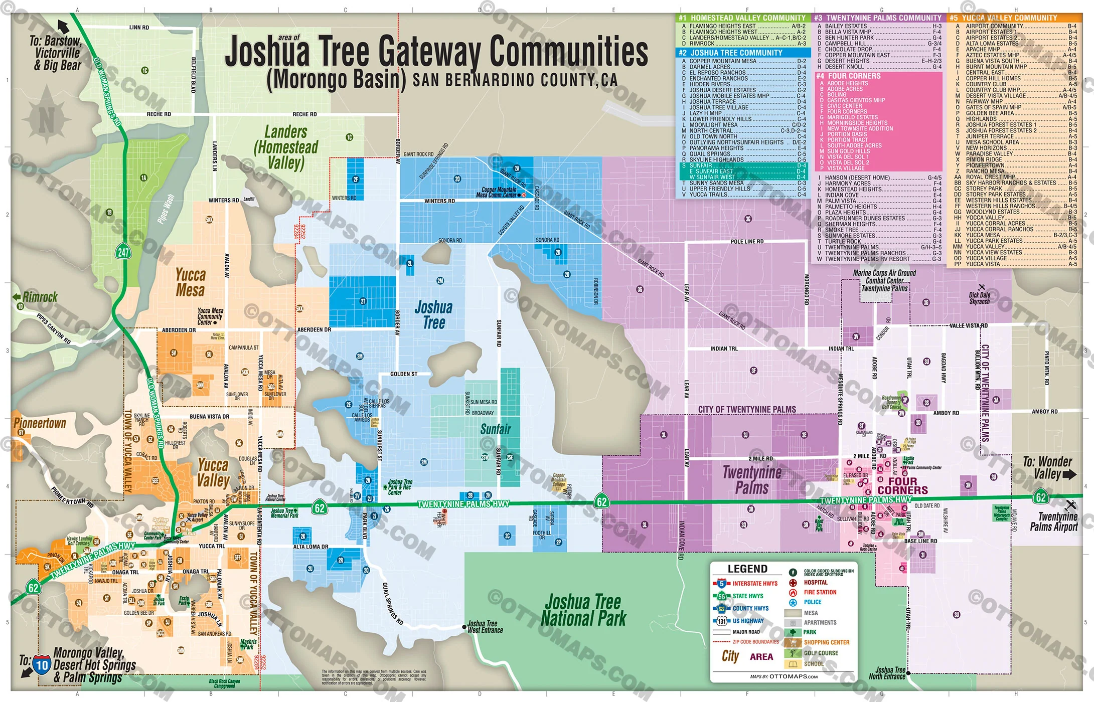 Joshua Tree Gateway Communities Map - Yucca Valley, Yucca Mesa, Joshua Tree and 29 Palms - FILES - PDF and AI, editable, vector, royalty free - Image 3