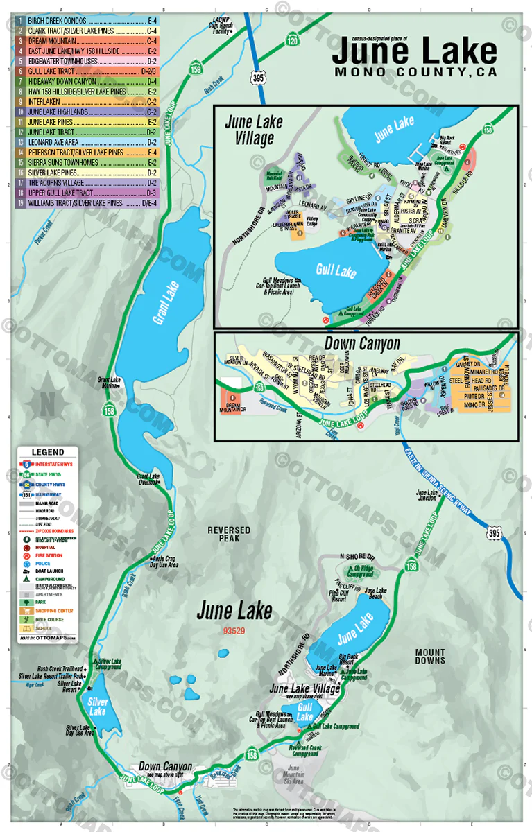 June Lake Map, Mono County, CA - POSTER PRINTS - Image 3