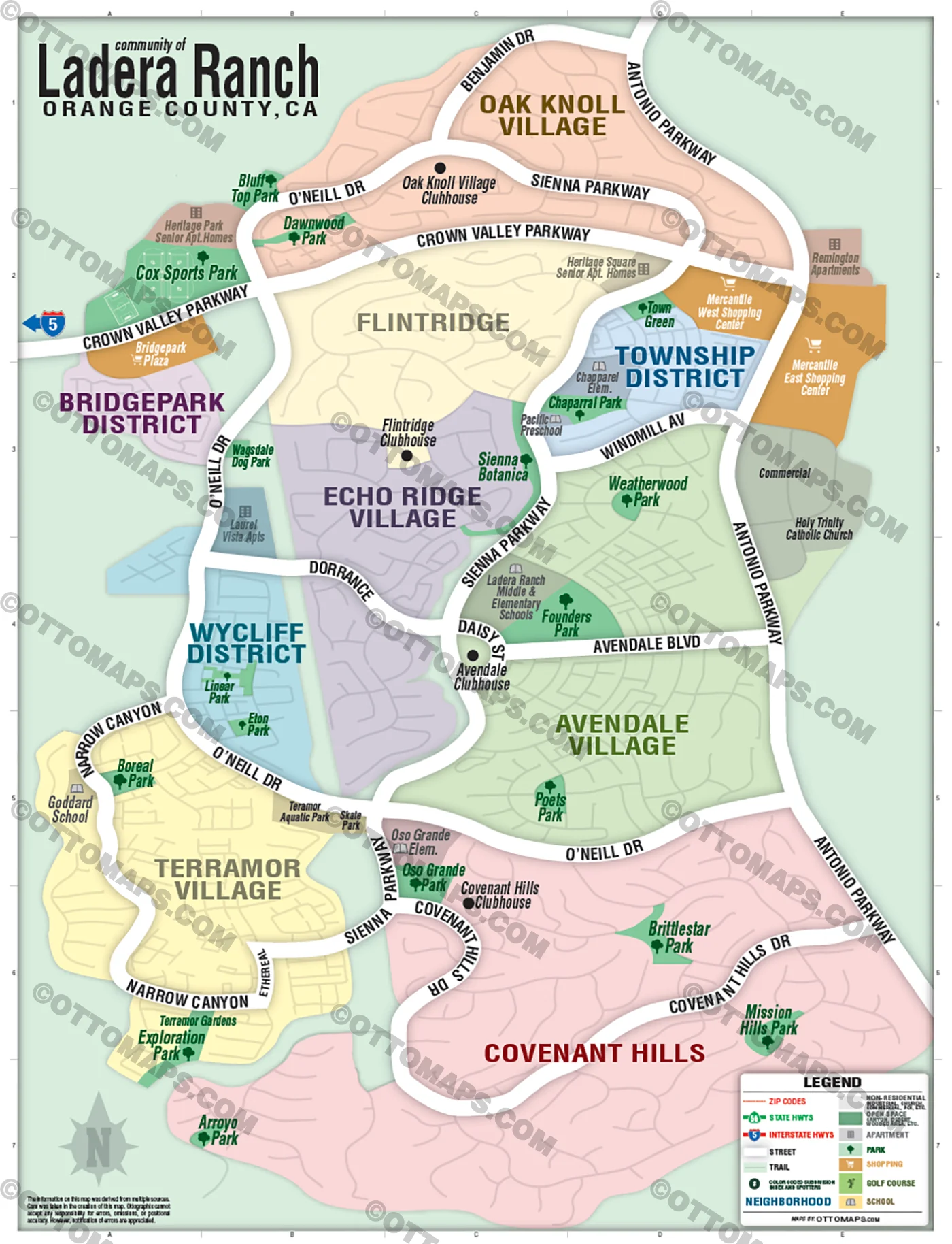 Ladera Ranch Map Tourist Map, Orange County, CA - FILES - PDF and AI, editable, vector, royalty free - Image 3