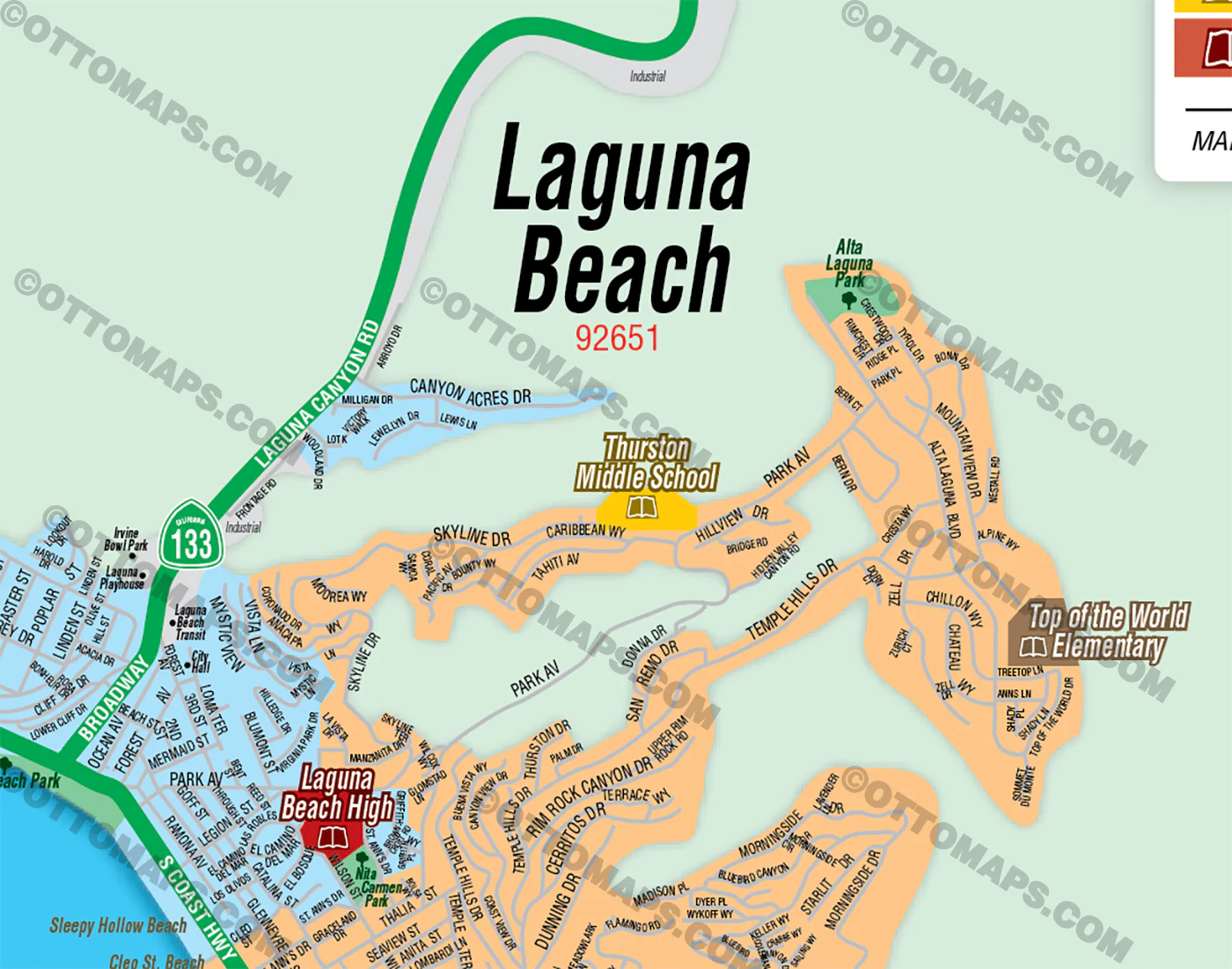 Laguna Beach School District Map - FILES - PDF and AI, editable, vector, royalty free - Image 2