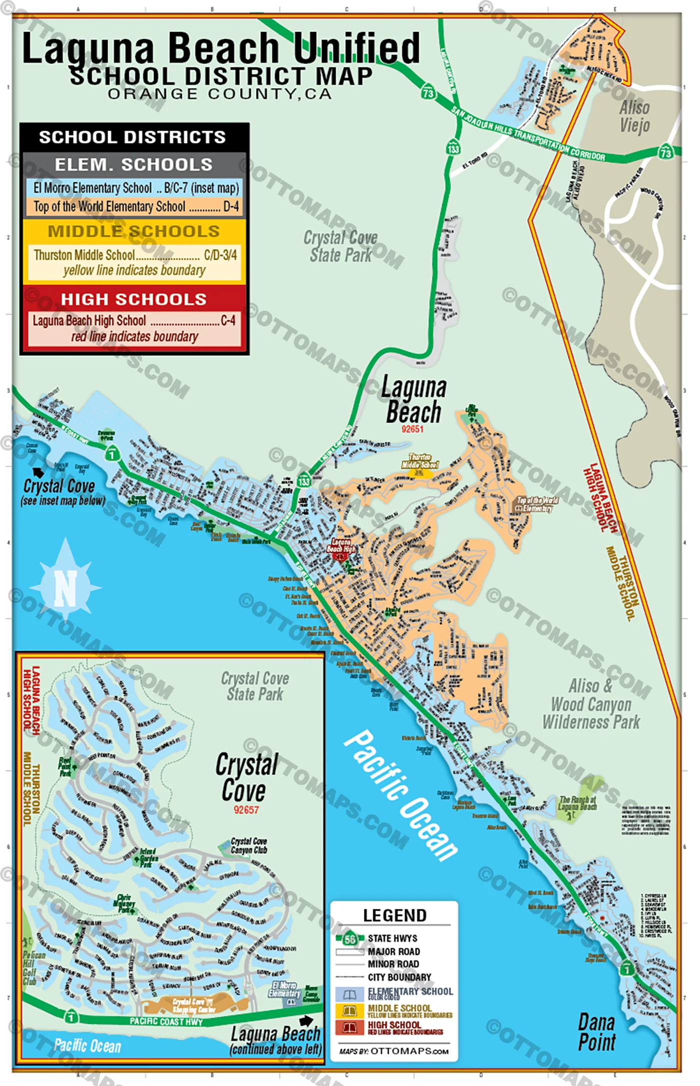 Laguna Beach School District Map - FILES - PDF and AI, editable, vector, royalty free - Image 3