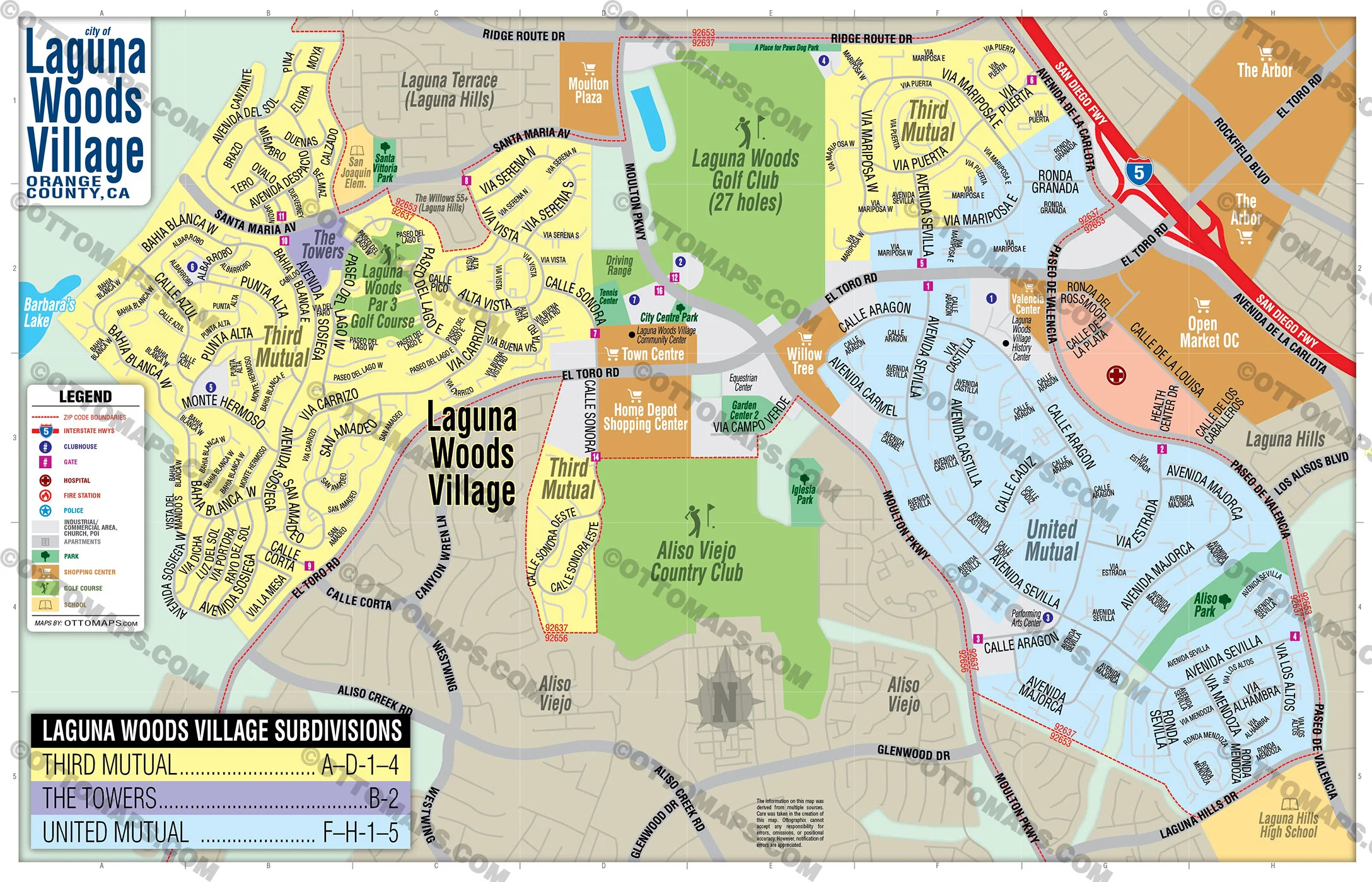 Laguna Woods Village Map, Orange County, CA - FILES - PDF and AI, editable, vector, royalty free - Image 2