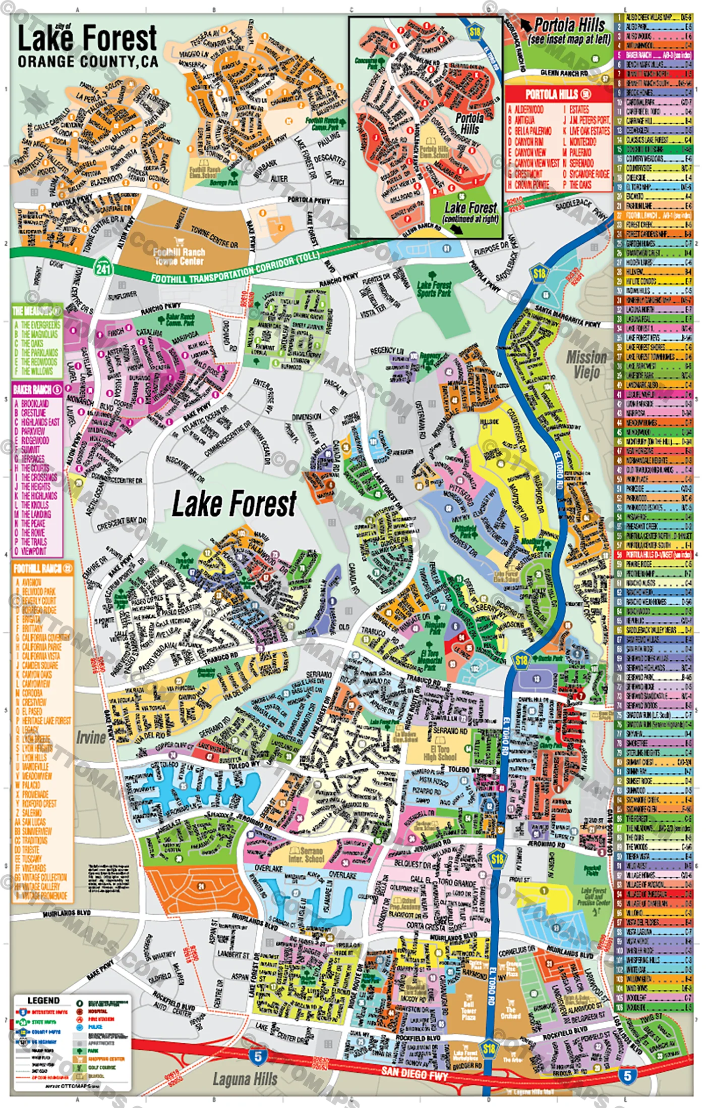 Lake Forest Map, Orange County, CA - FILES - PDF and AI, editable, vector, royalty free - Image 3