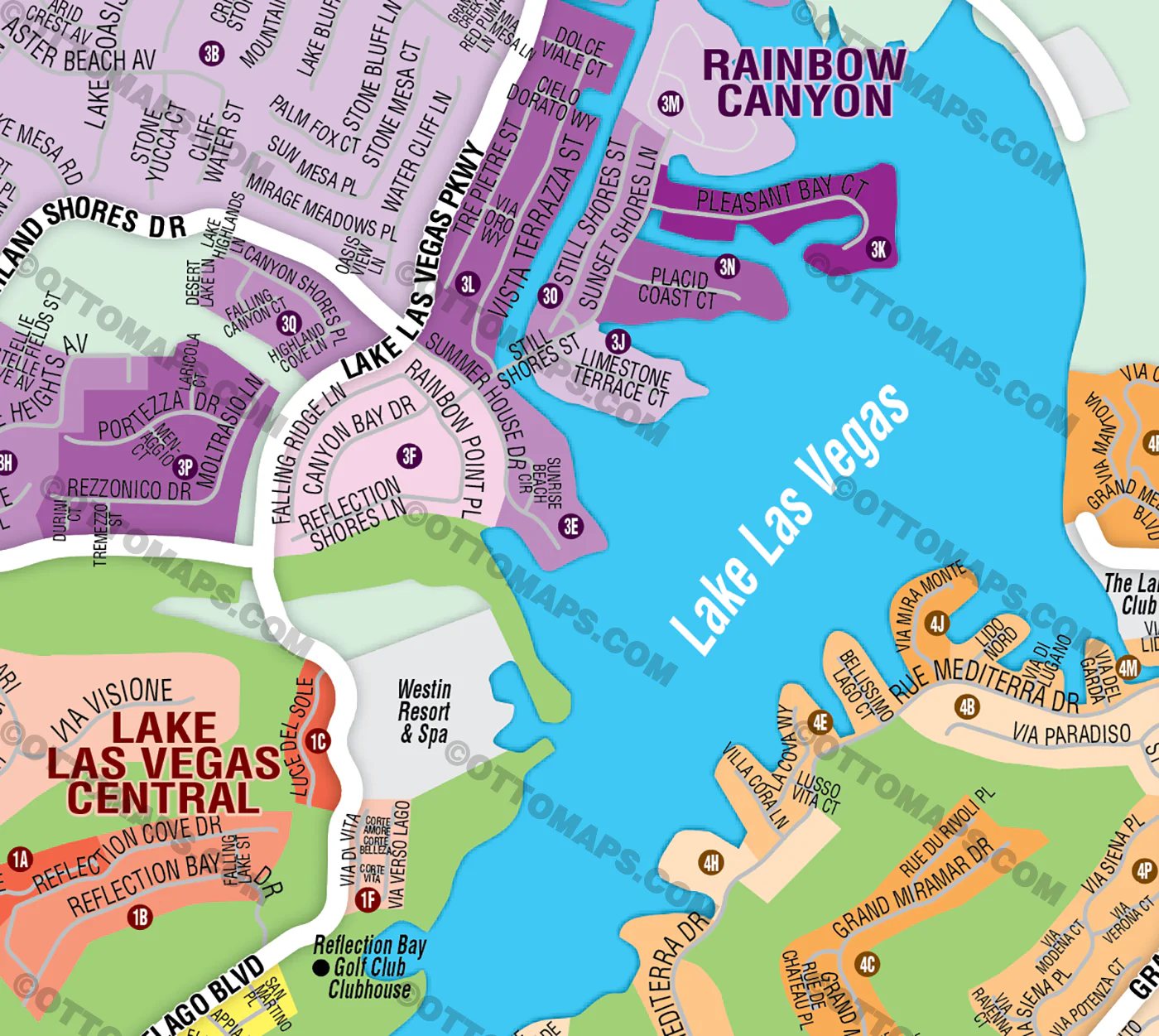 Lake Las Vegas Map, Henderson, Clark County, NV - FILES - PDF and AI, editable, vector, royalty free - Image 2