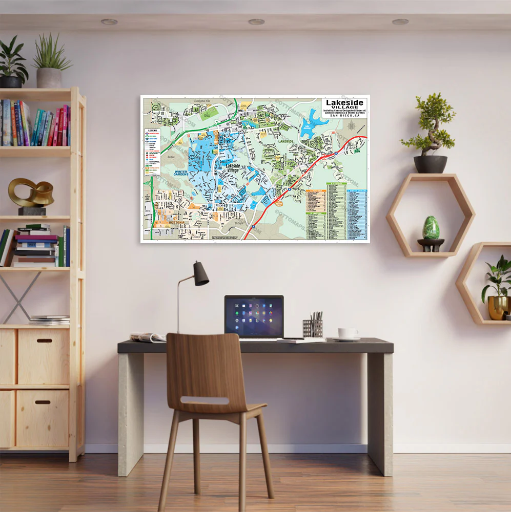 Lakeside Map, San Diego County, CA - POSTER PRINTS