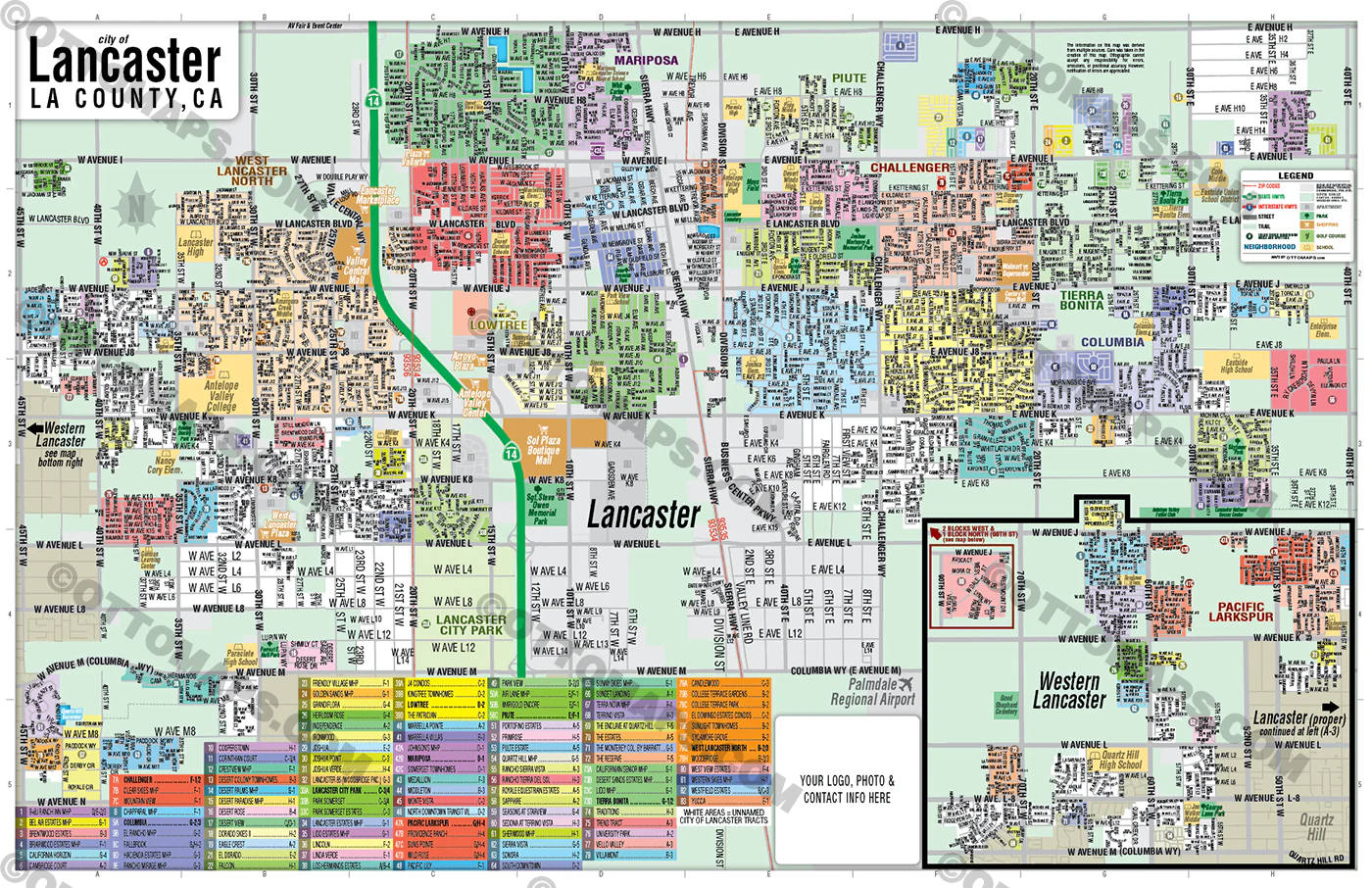 Lancaster Map, Los Angeles County, CA - FILES - PDF and AI Files, editable, vector, royalty free - Image 3