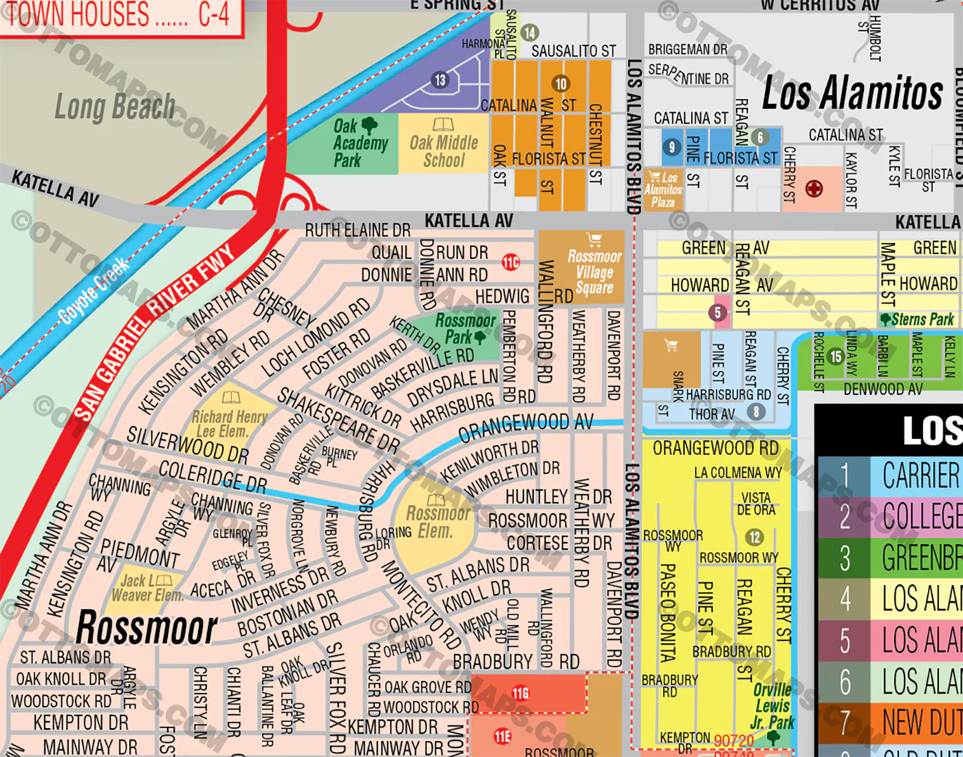 Los Alamitos and Rossmoor Map, Orange County, CA - FILES - PDF and AI Files, editable, vector, royalty free - Image 2