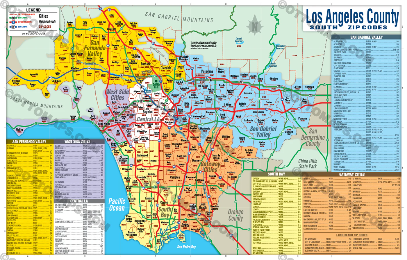 Southern Los Angeles County Zip Code Map (Regions Colored) - FILES - PDF and AI - Image 3