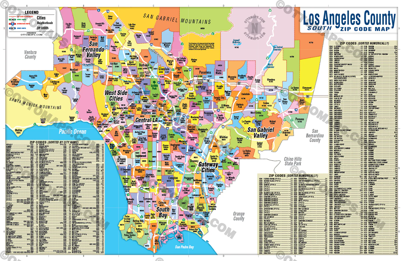 Southern Los Angeles County Zip Code Map (Zip Codes Colored) - FILES - PDF and AI - Image 3