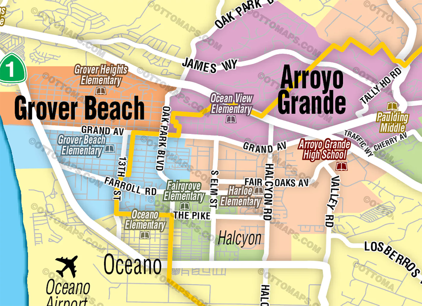 Lucia Mar Unified School District Map, San Luis Obispo County, CA - FILES - PDF and Adobe Illustrator - Image 2