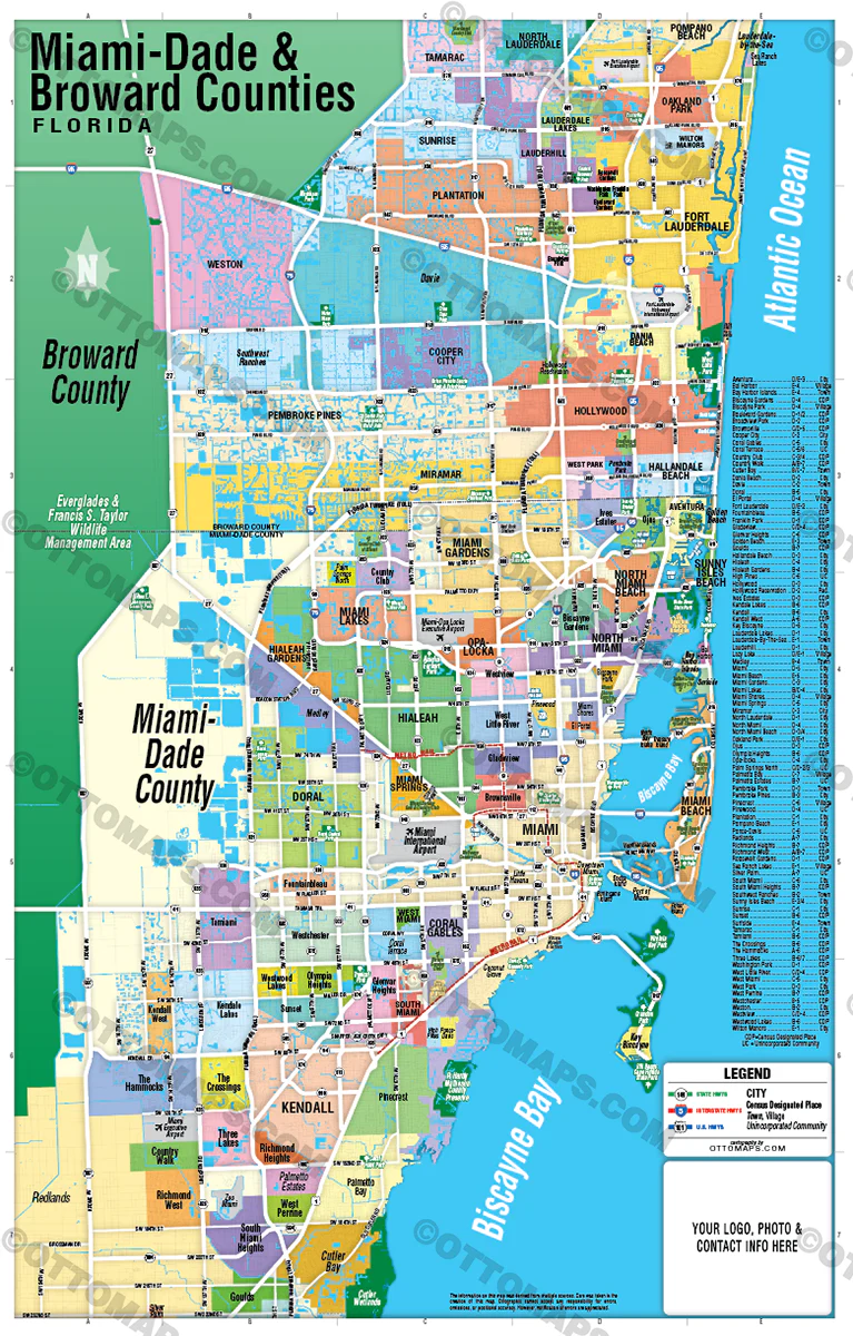 Miami Dade (northern) and Broward County (southern) Map - FILES - PDF and AI - Image 3