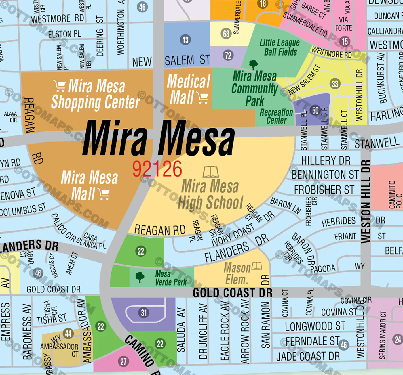 Mira Mesa Map, San Diego County, CA - FILES - PDF and AI Files, editable, vector, royalty free - Image 2