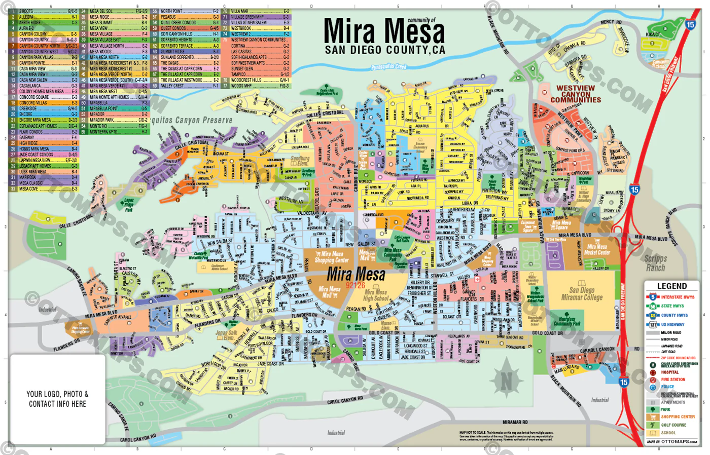 Mira Mesa Map, San Diego County, CA - FILES - PDF and AI Files, editable, vector, royalty free - Image 3