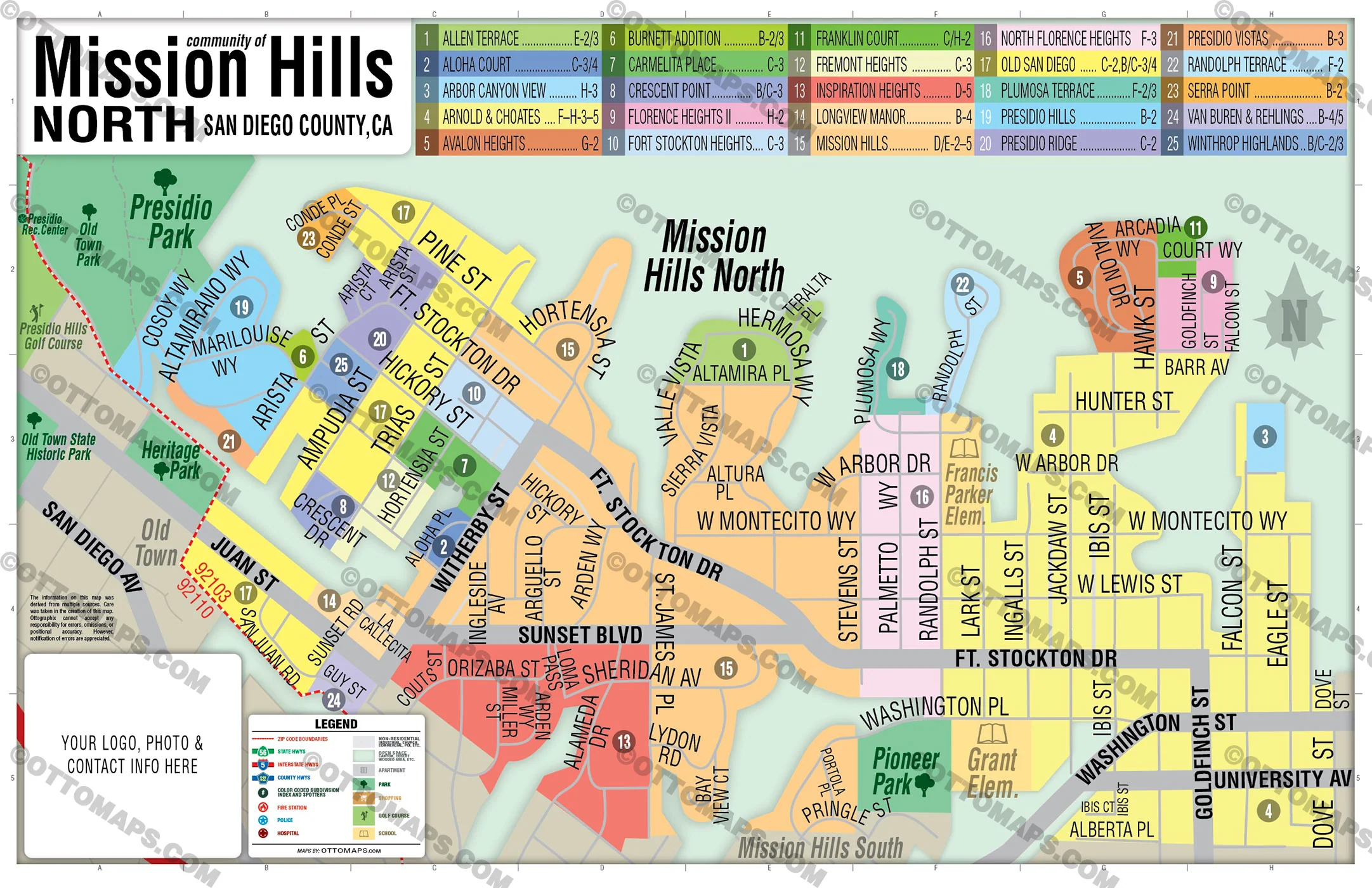 Mission Hills Map - North, San Diego County, CA - FILES - PDF and AI, editable, vector, royalty free - Image 2