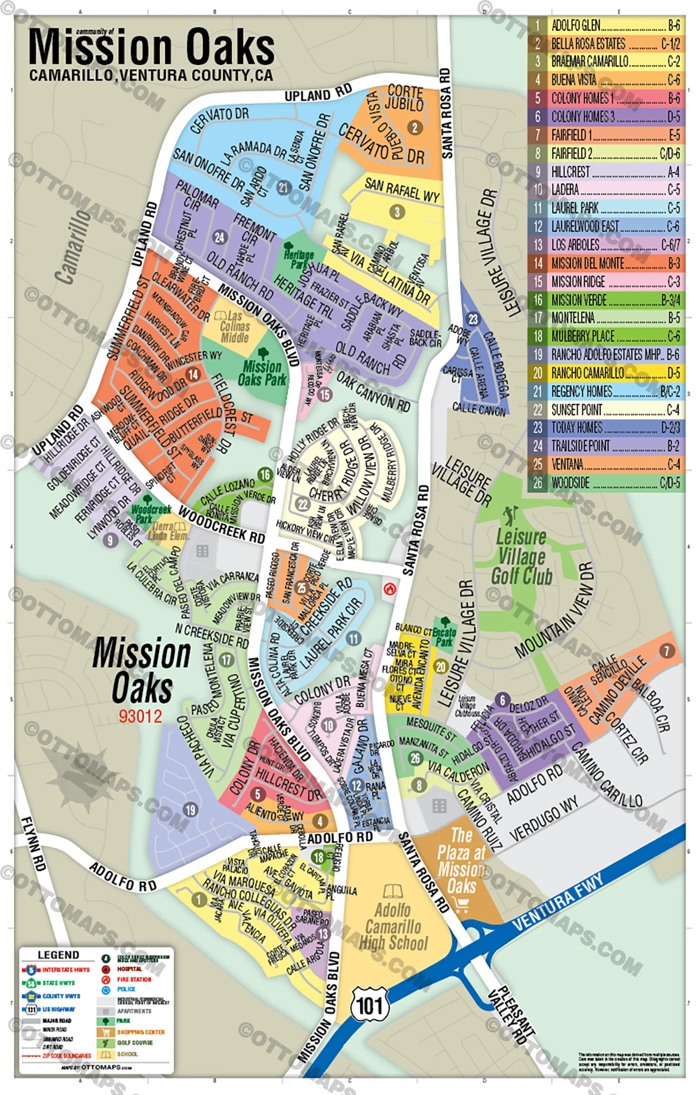 Mission Oaks Map, Camarillo, Ventura County - POSTER PRINTS - Image 2