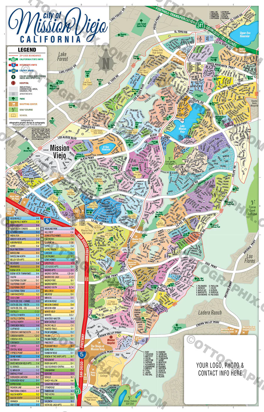 Mission Viejo Map, Orange County, CA - FILES - PDF and AI, editable, vector, royalty free