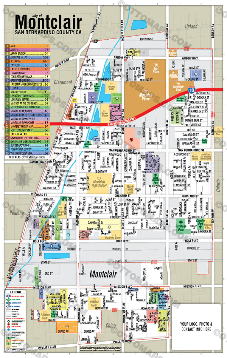 Montclair Map, San Bernardino County, CA - FILES - PDF and AI, editable, vector, royalty free - Image 3
