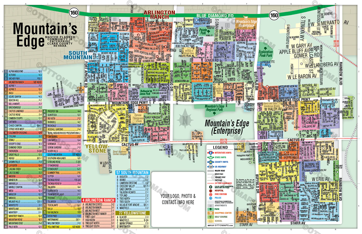 Mountains Edge - Enterprise Map, Clark County, NV - FILES - PDF and Adobe Illustrator