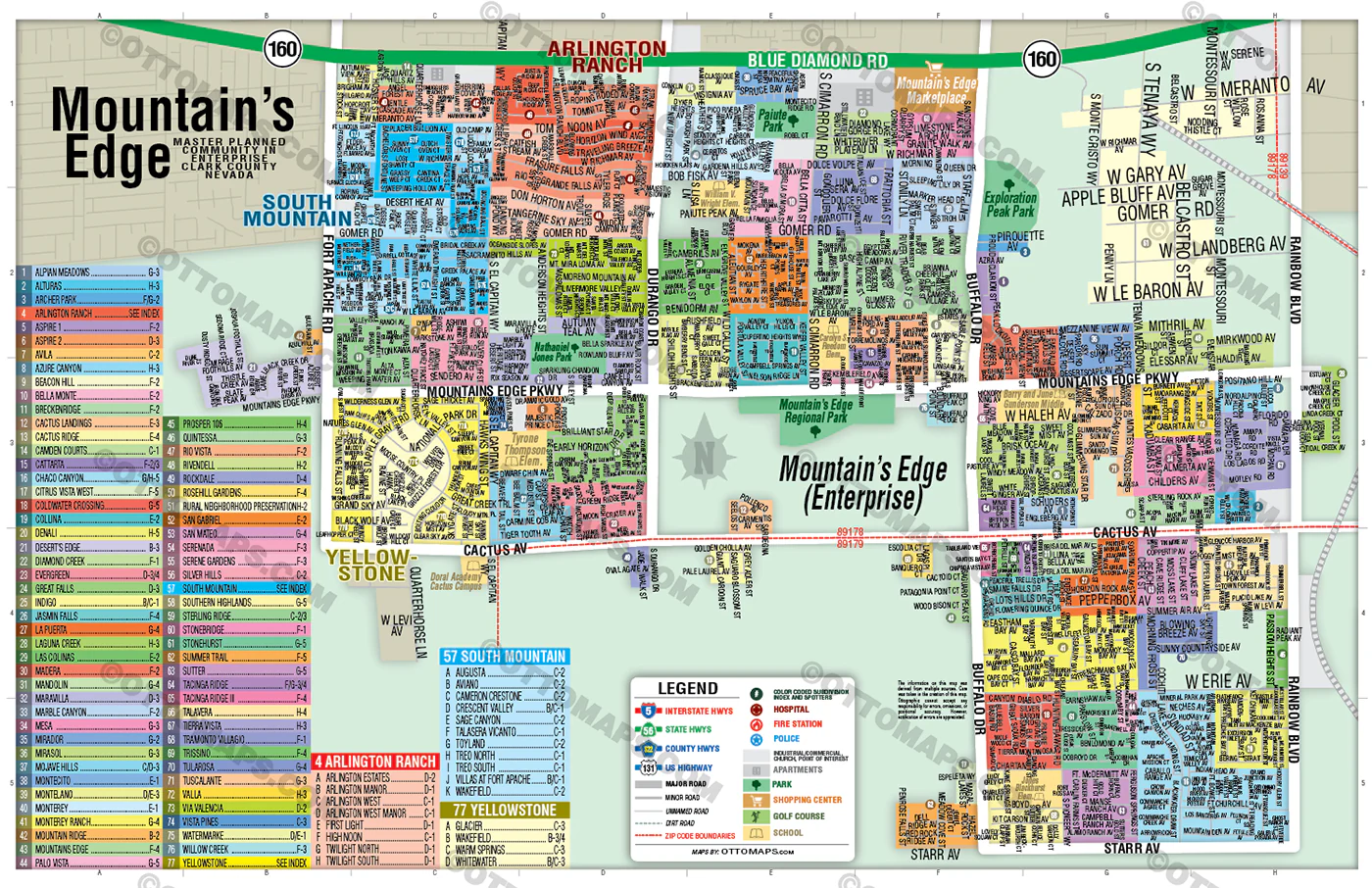 Mountains Edge - Enterprise Map, Clark County, NV - POSTER PRINTS - Image 3