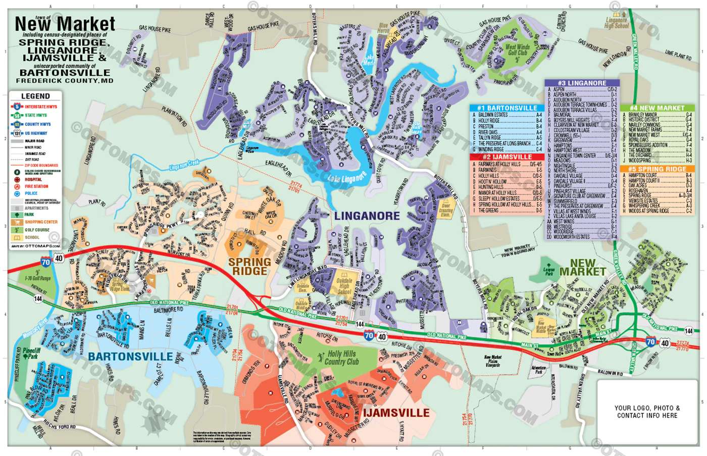 New Market Area Map, Frederick County, MD - FILES - PDF and AI Files, editable, vector, royalty free - Image 3