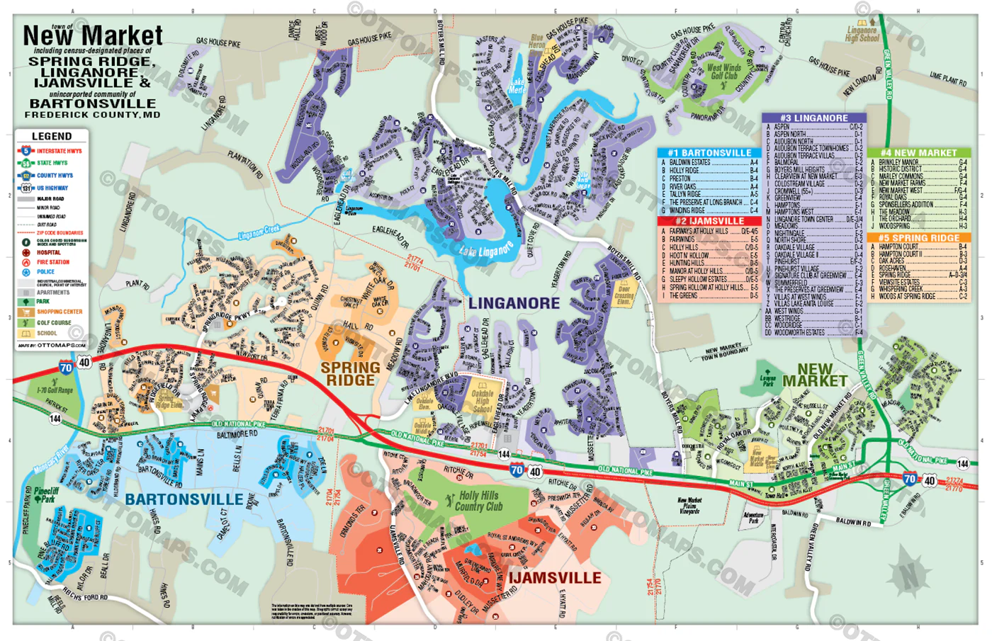 New Market Area Map, Frederick County, MD - POSTER PRINTS - Image 2