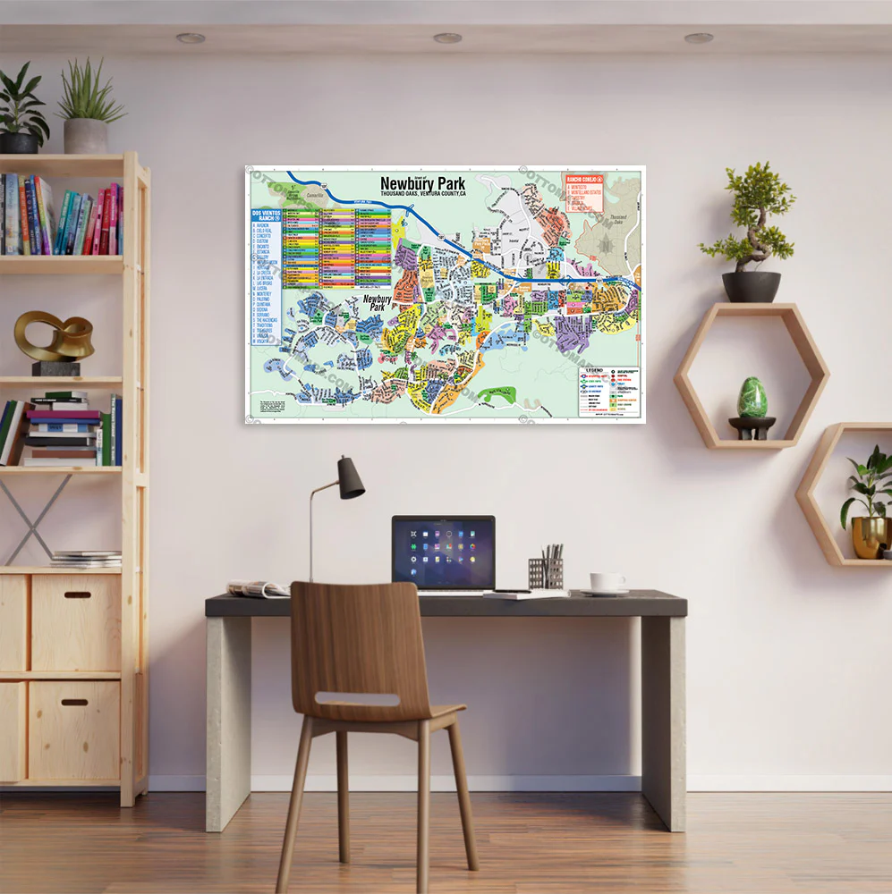 Newbury Park Map, Thousand Oaks, Ventura County, CA - POSTER PRINTS