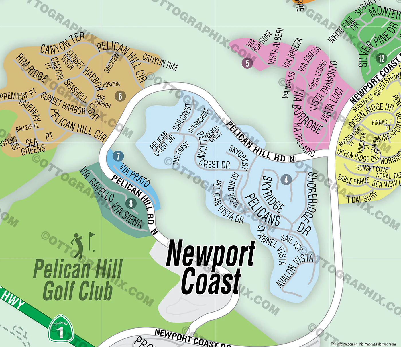Newport Coast Map, Orange County, CA - FILES - PDF and AI, editable, vector, royalty free - Image 2