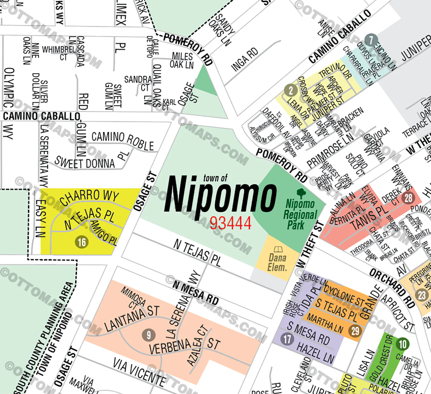 Nipomo Map, San Luis Obispo County, CA - FILES - PDF and AI, editable, vector, royalty free - Image 2