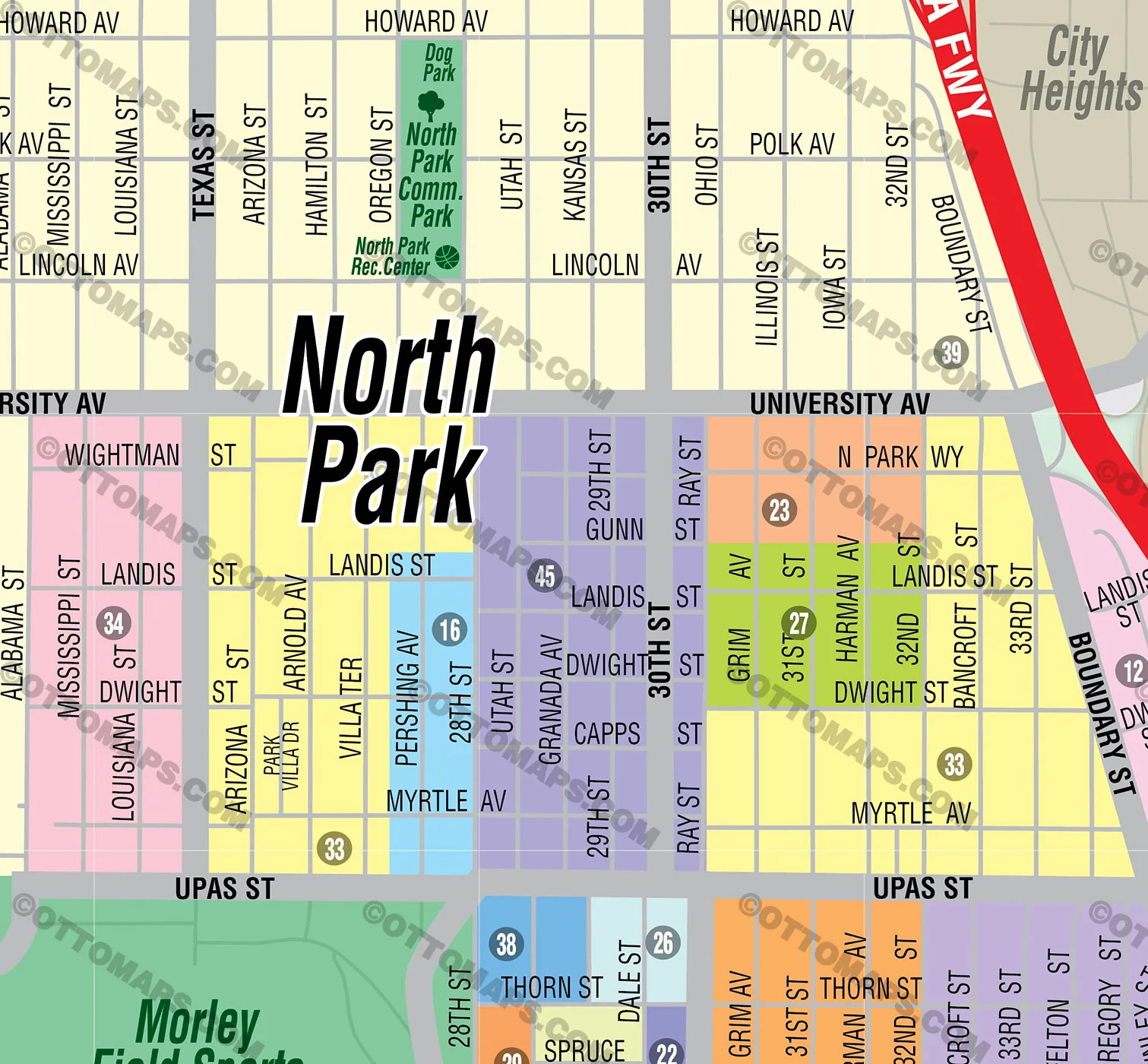 North Park Subdivision Map, San Diego, CA - FILES - PDF and AI, editable, vector, royalty free - Image 2