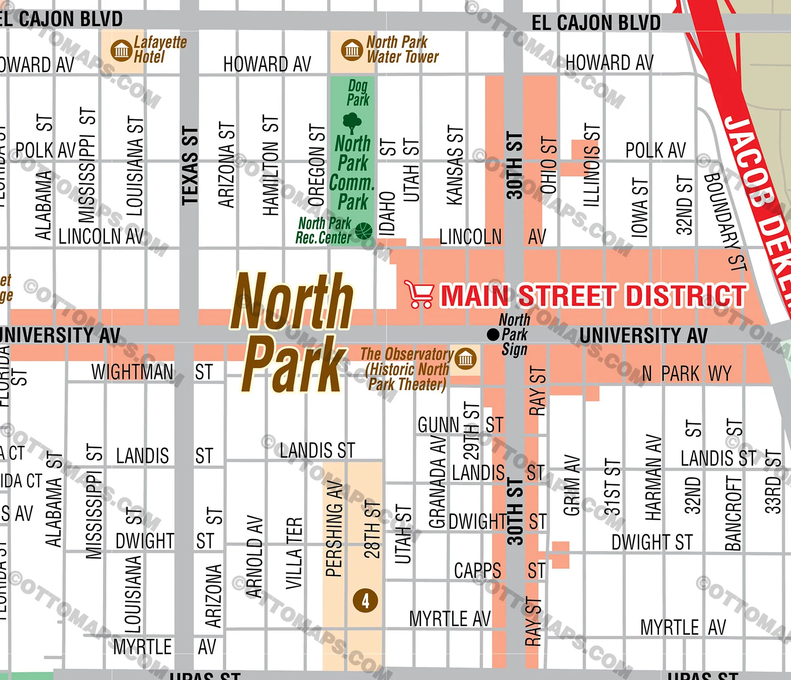 North Park Tourist Map, San Diego, CA - FILES - PDF and AI, editable, vector, royalty free - Image 2