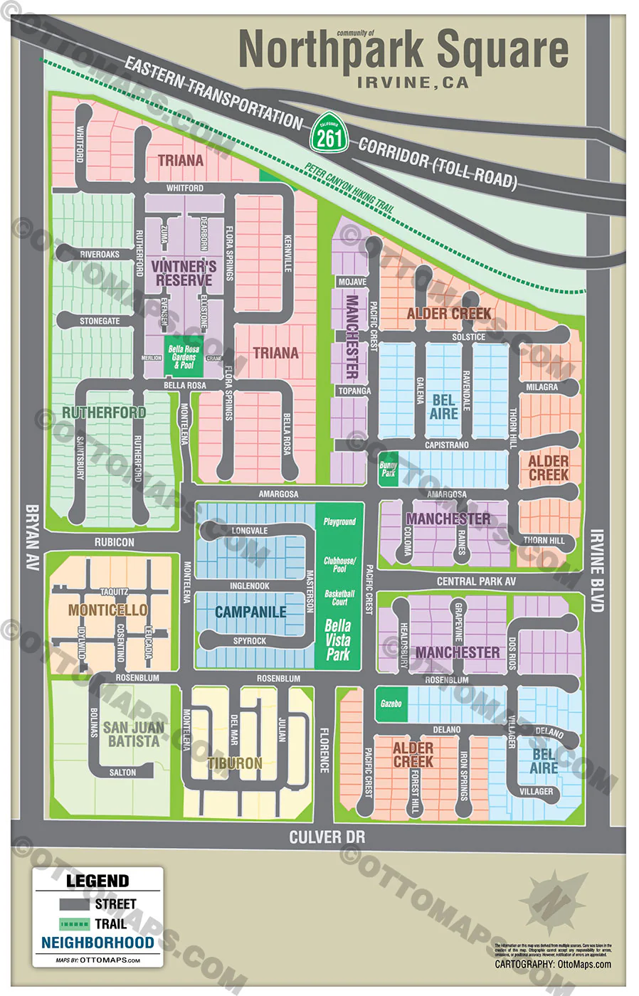 Northpark Square Map, Irvine, CA - FILES - PDF and AI, layered, editable, vector, royalty free - Image 2