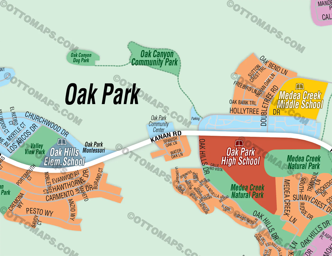 Oak Park Unified School District Map, Ventura County, CA - FILES - PDF and AI, editable, vector, royalty free - Image 2