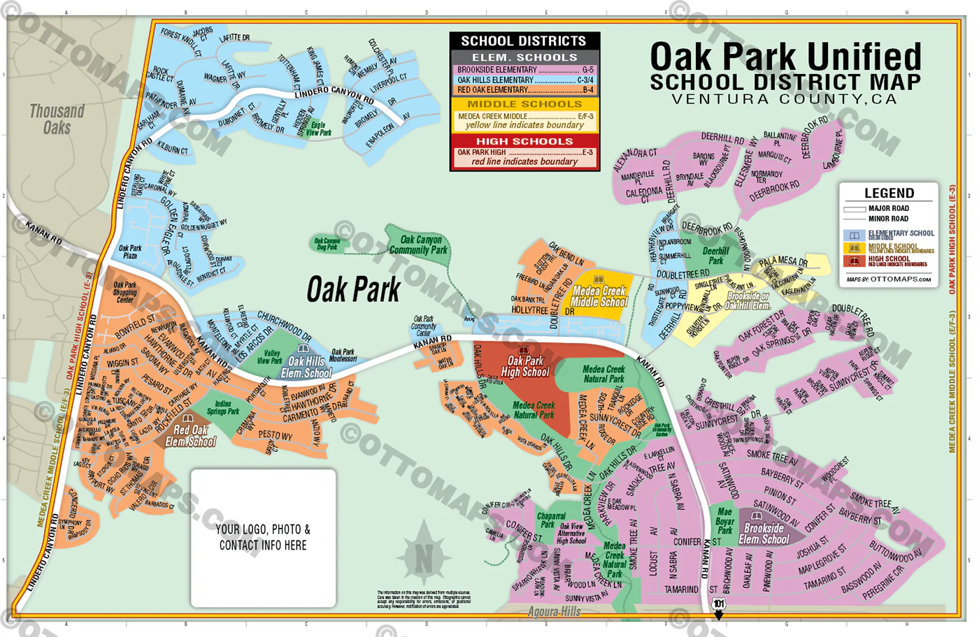 Oak Park Unified School District Map, Ventura County, CA - FILES - PDF and AI, editable, vector, royalty free - Image 3