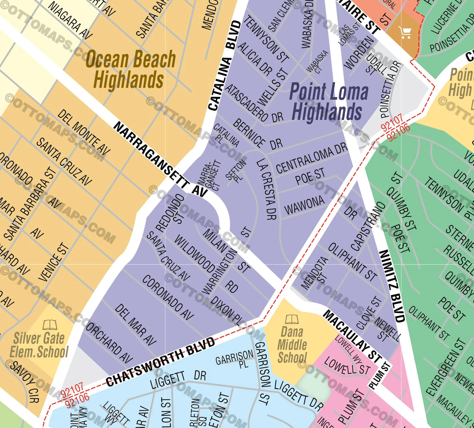 Ocean Beach Map - Point Loma Map – Neighborhoods - FILES - PDF and Adobe Illustrator - Image 2