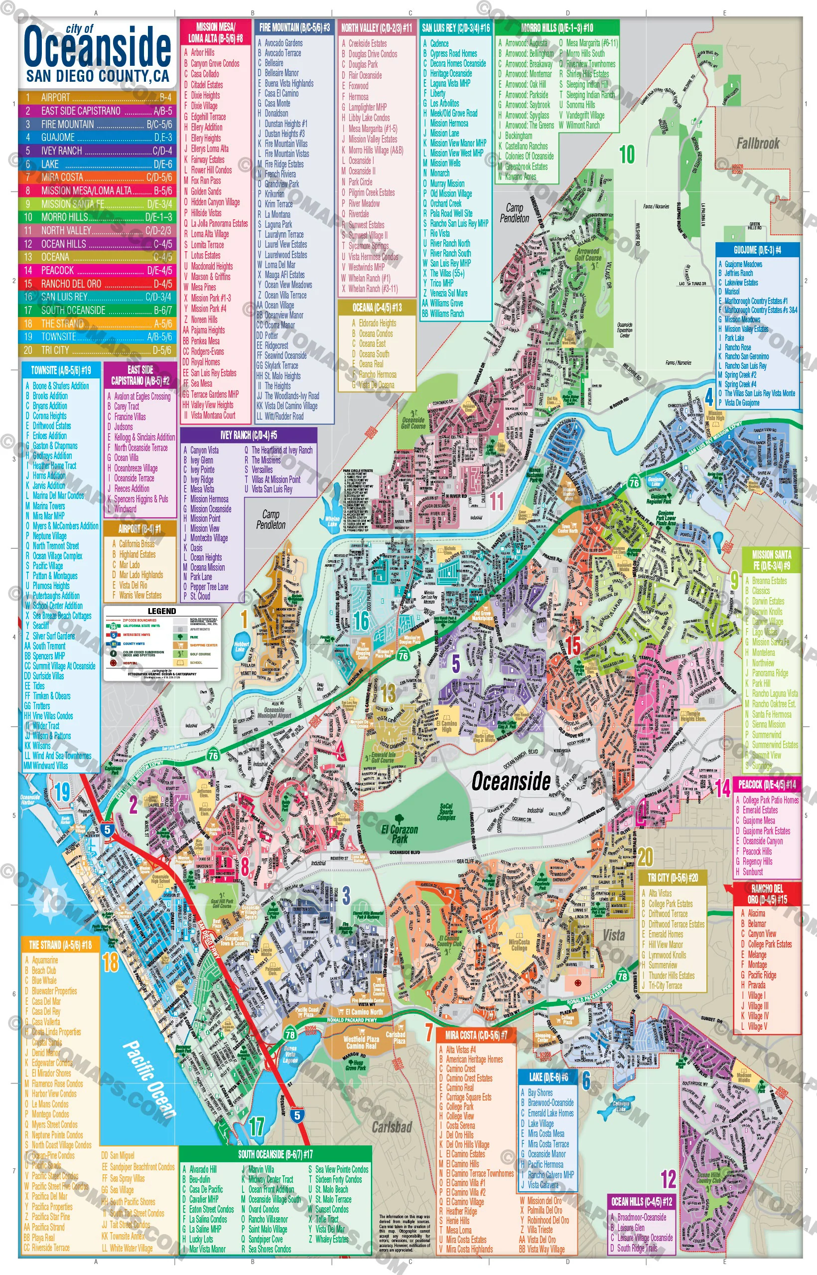 Oceanside Map, San Diego County, CA - FILES - PDF and AI, editable, vector, royalty free - Image 3