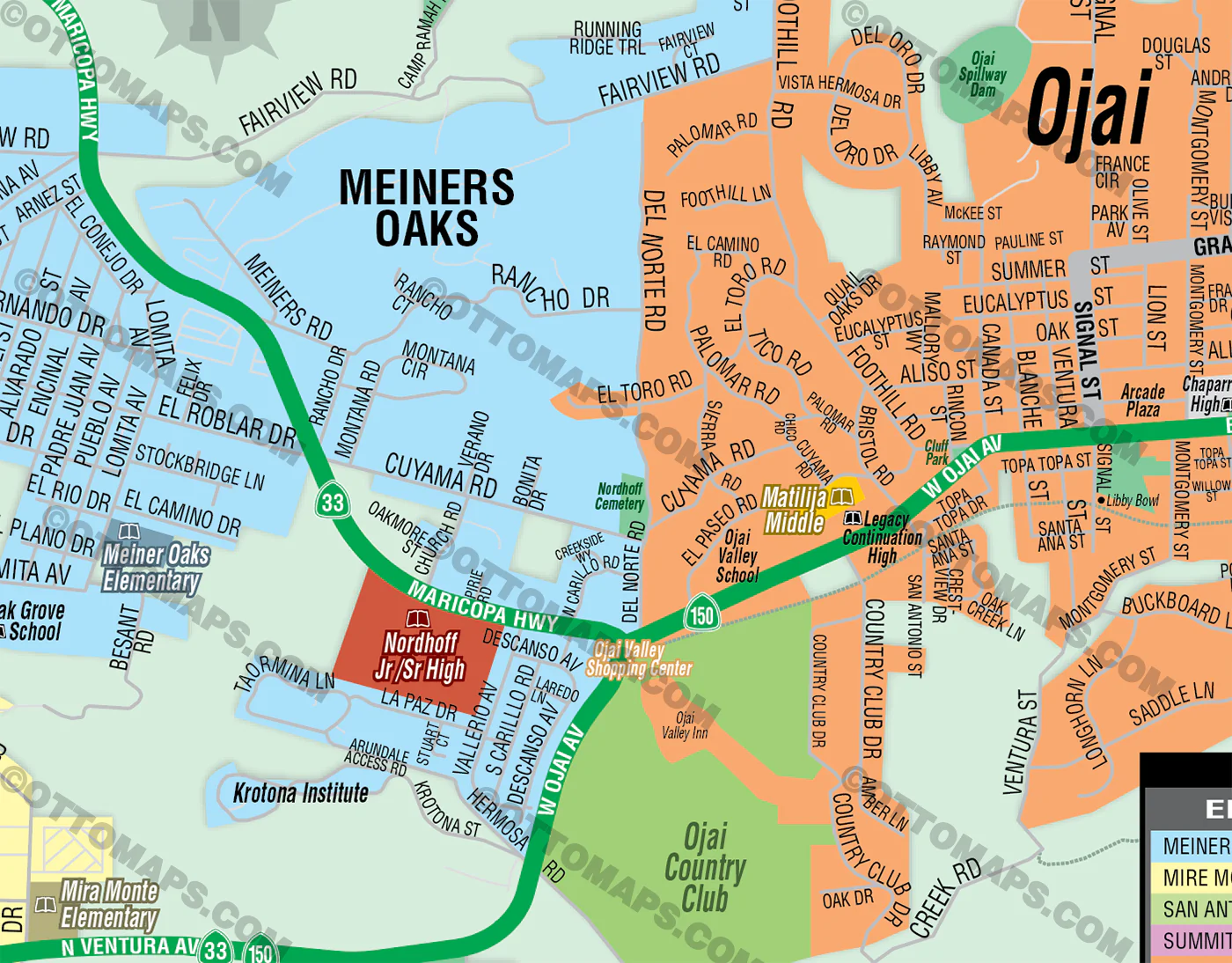 Ojai Unified School District Map, Ventura County, CA - FILES - PDF and AI, editable, vector, royalty free - Image 2