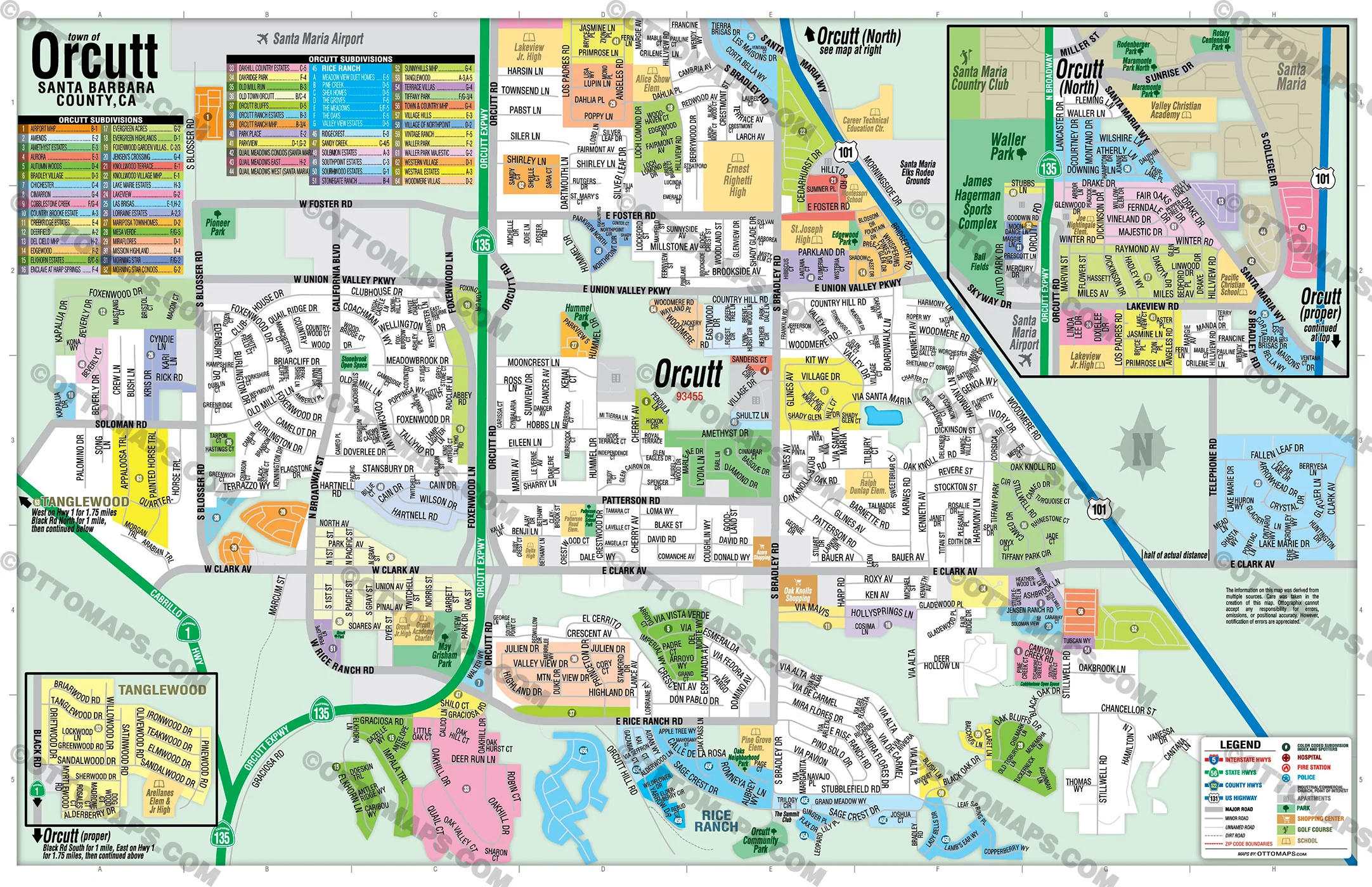 Orcutt Map, Santa Barbara County, CA - FILES - PDF and AI, editable, vector, royalty free - Image 3