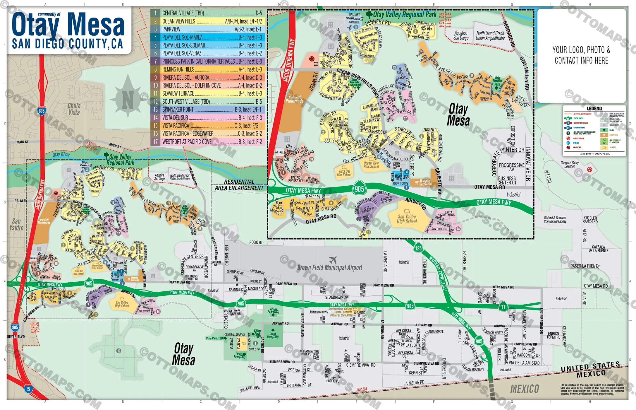 Otay Mesa Map, San Diego County, CA - FILES - PDF and AI, editable, vector, royalty free