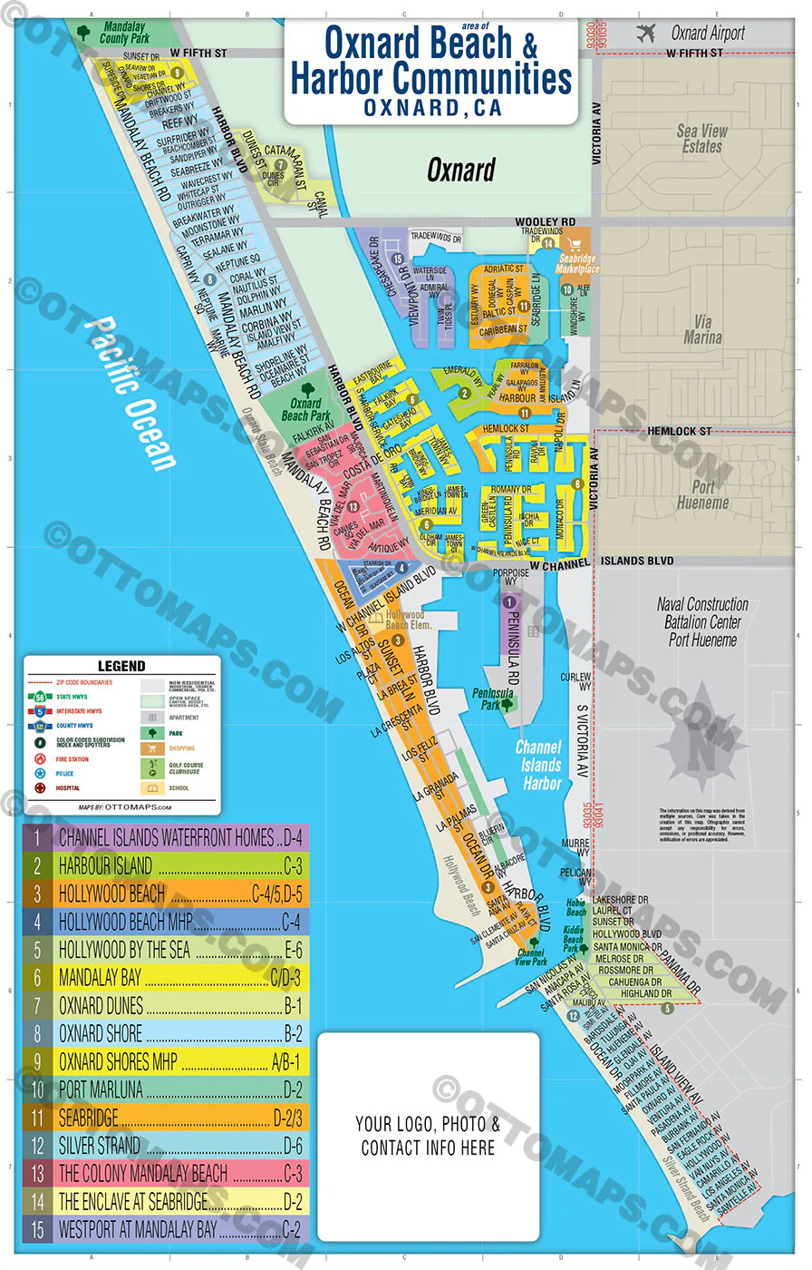 Oxnard Coastal Map - Oxnard Shores and Channel islands - FILES - PDF and AI, editable, vector, royalty free - Image 2