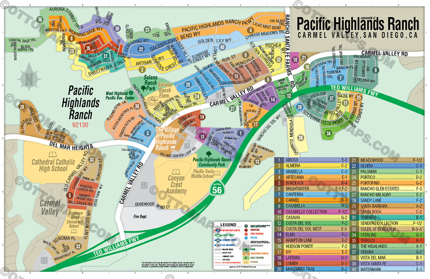 Pacific Highlands Ranch Map, San Diego County, CA - POSTER PRINTS - Image 2