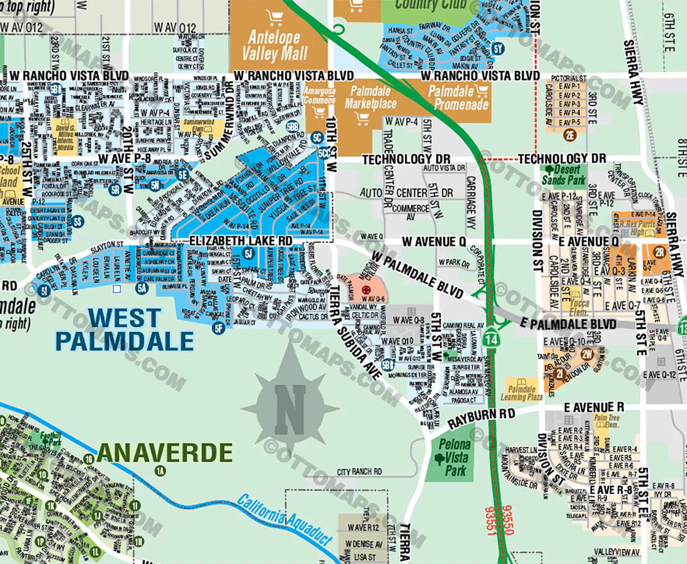 Palmdale Map, LA County - FILES - PDF and AI Files, editable, vector, royalty free - Image 2