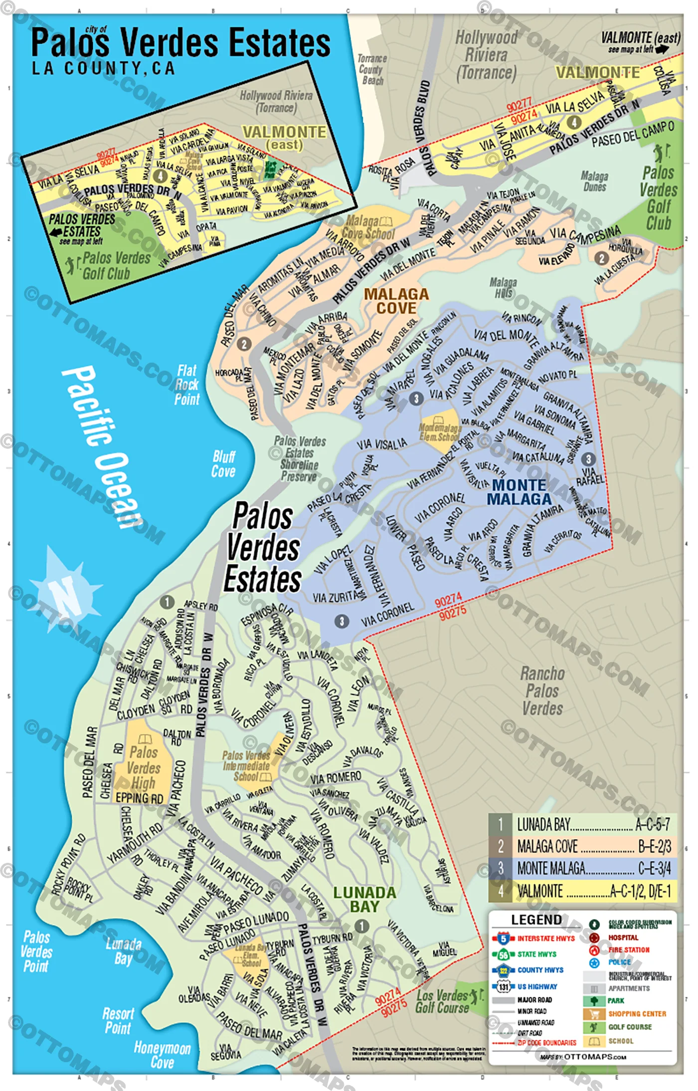 Palos Verdes Estates, LA County, CA - FILES - PDF and AI, editable, vector, royalty free