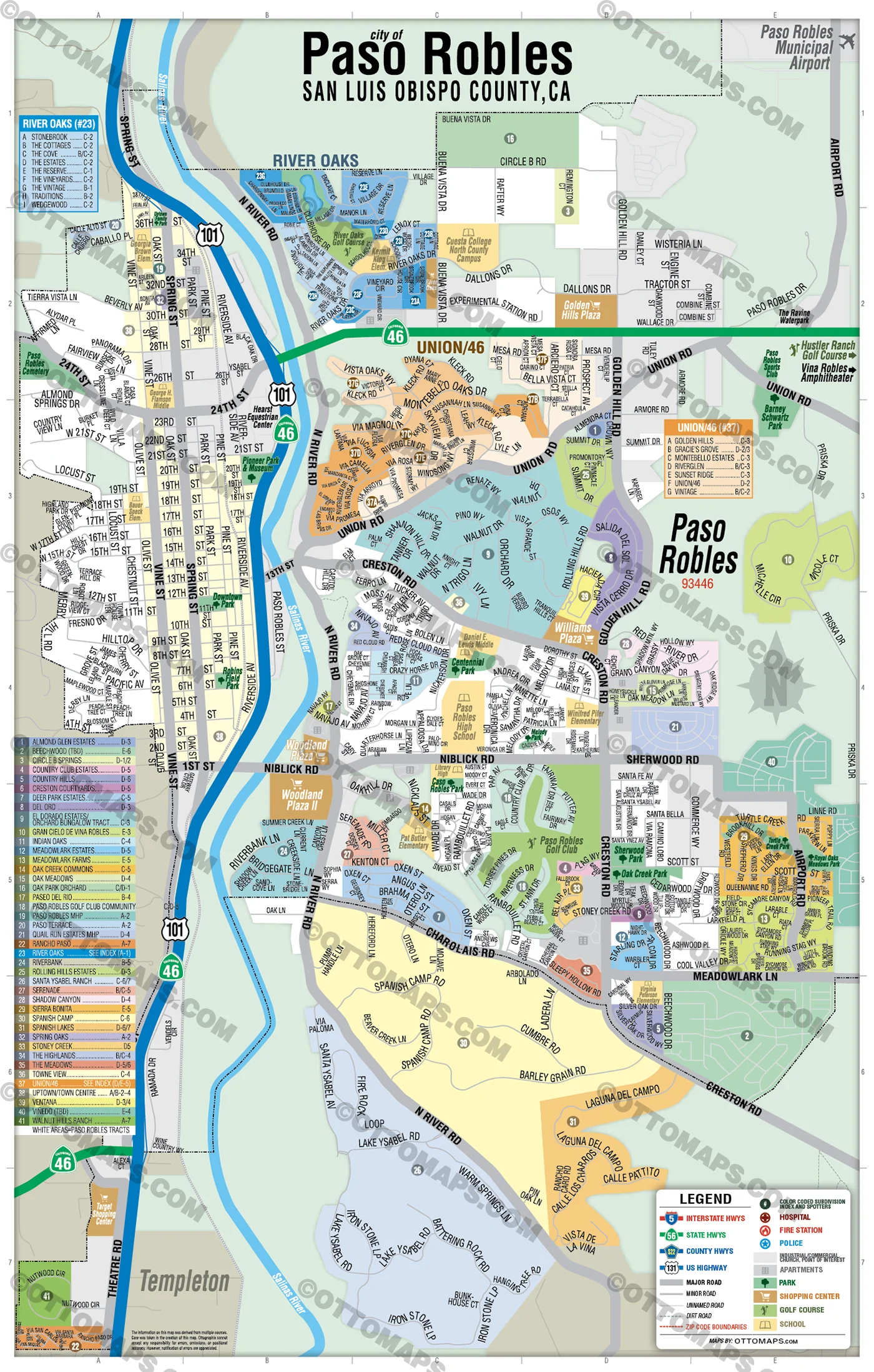 Paso Robles Map - San Luis Obispo County, CA - FILES - PDF and AI, editable, vector, royalty free - Image 3