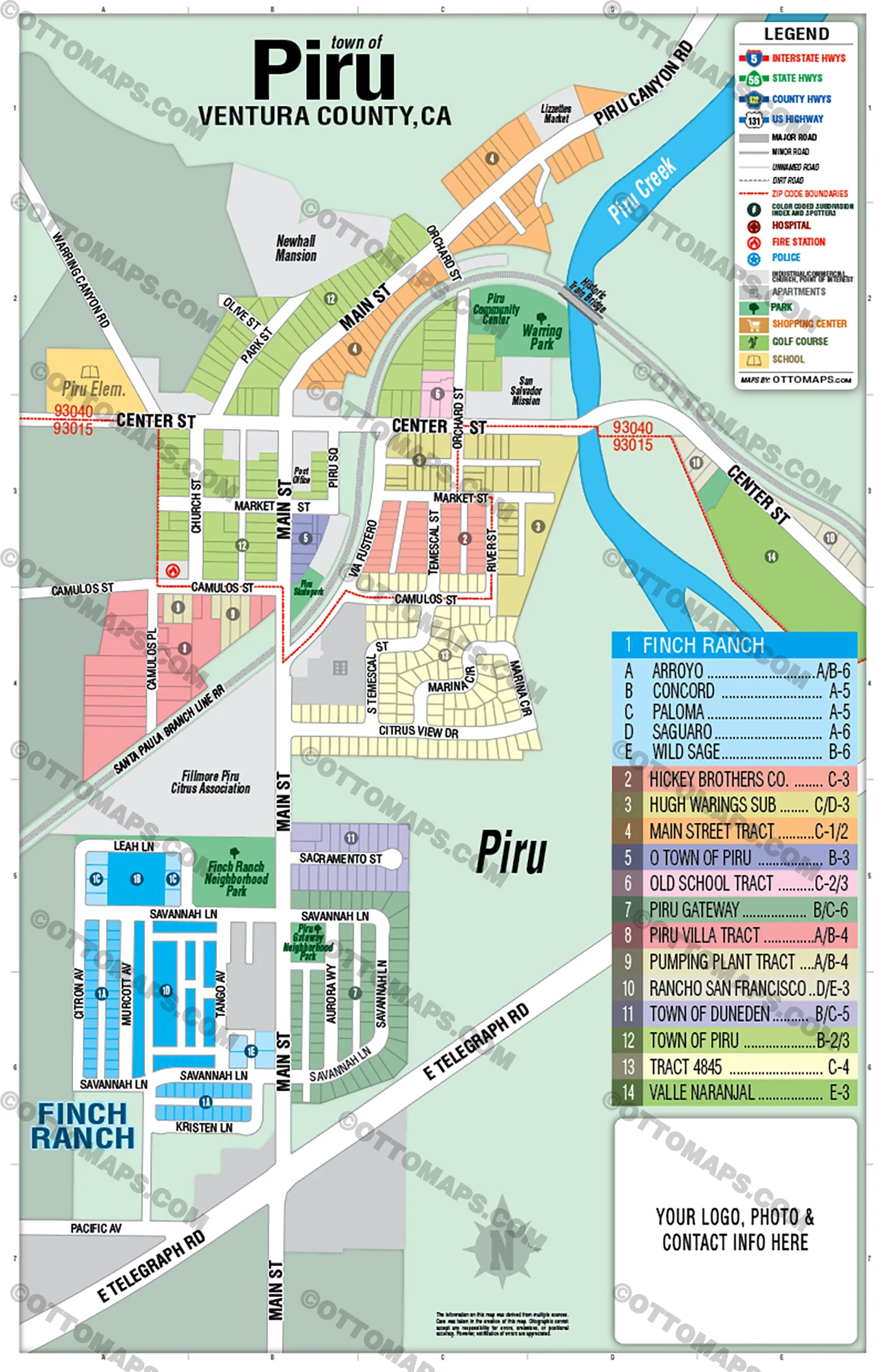 Piru Map, Ventura County, CA - FILES - PDF and AI, editable, vector, royalty free - Image 2