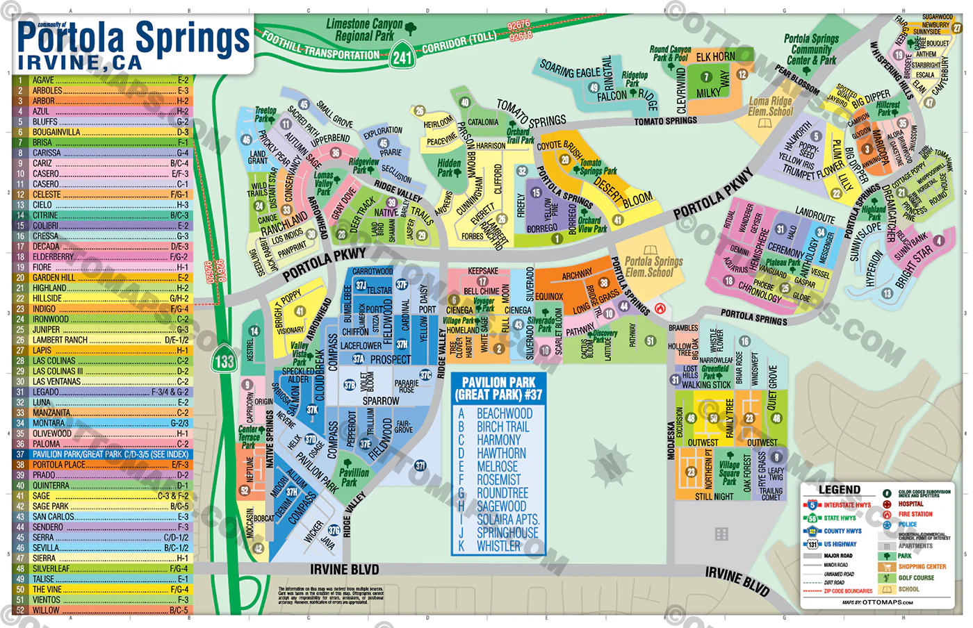 Portola Springs Map, Irvine, CA - POSTER PRINTS