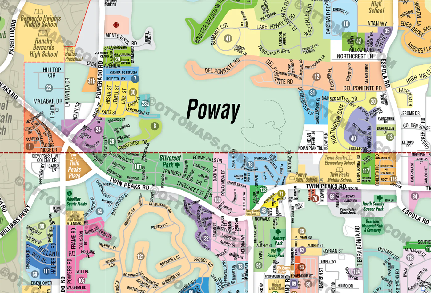 Poway Map, San Diego County, CA - FILES - PDF and AI, editable, vector, royalty free - Image 2